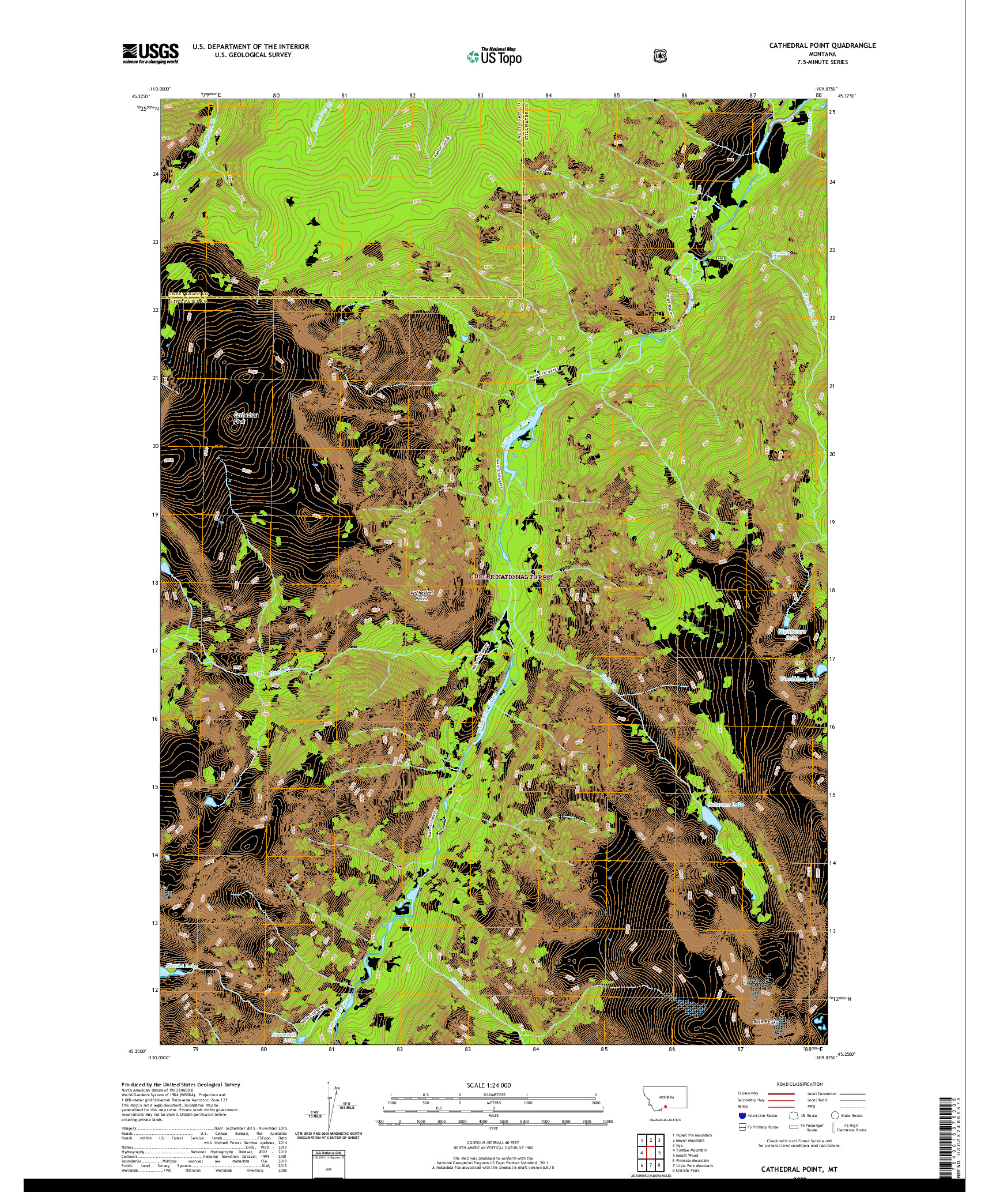 USGS US TOPO 7.5-MINUTE MAP FOR CATHEDRAL POINT, MT 2020