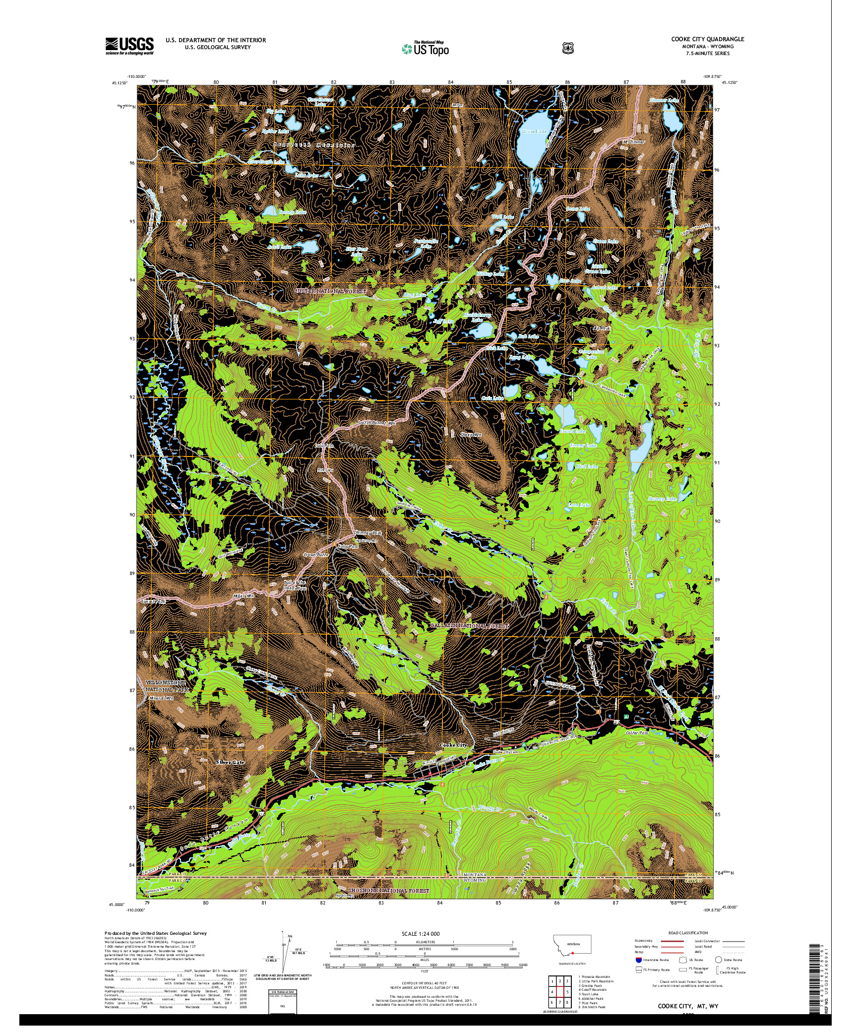 USGS US TOPO 7.5-MINUTE MAP FOR COOKE CITY, MT,WY 2020