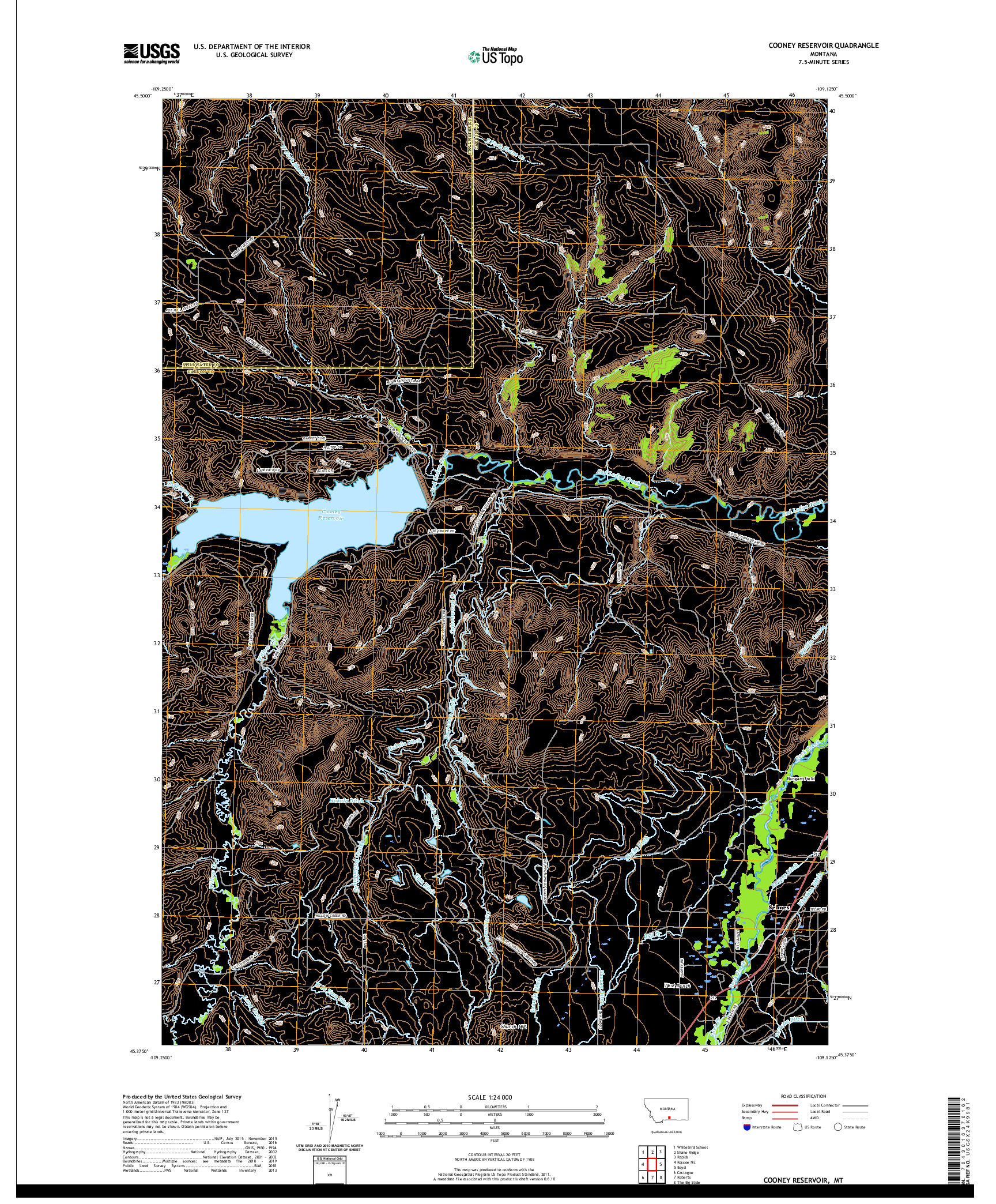 USGS US TOPO 7.5-MINUTE MAP FOR COONEY RESERVOIR, MT 2020