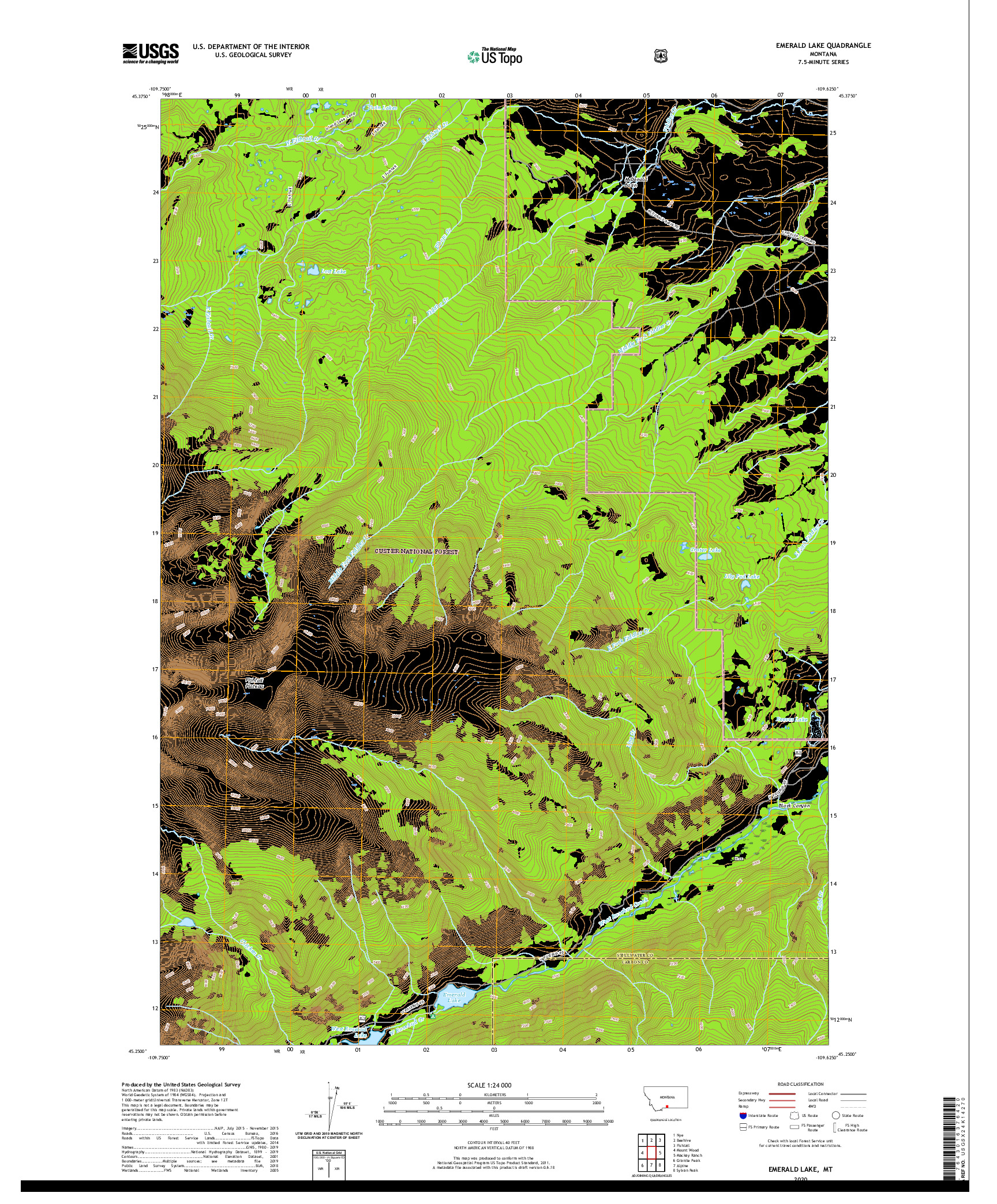 USGS US TOPO 7.5-MINUTE MAP FOR EMERALD LAKE, MT 2020
