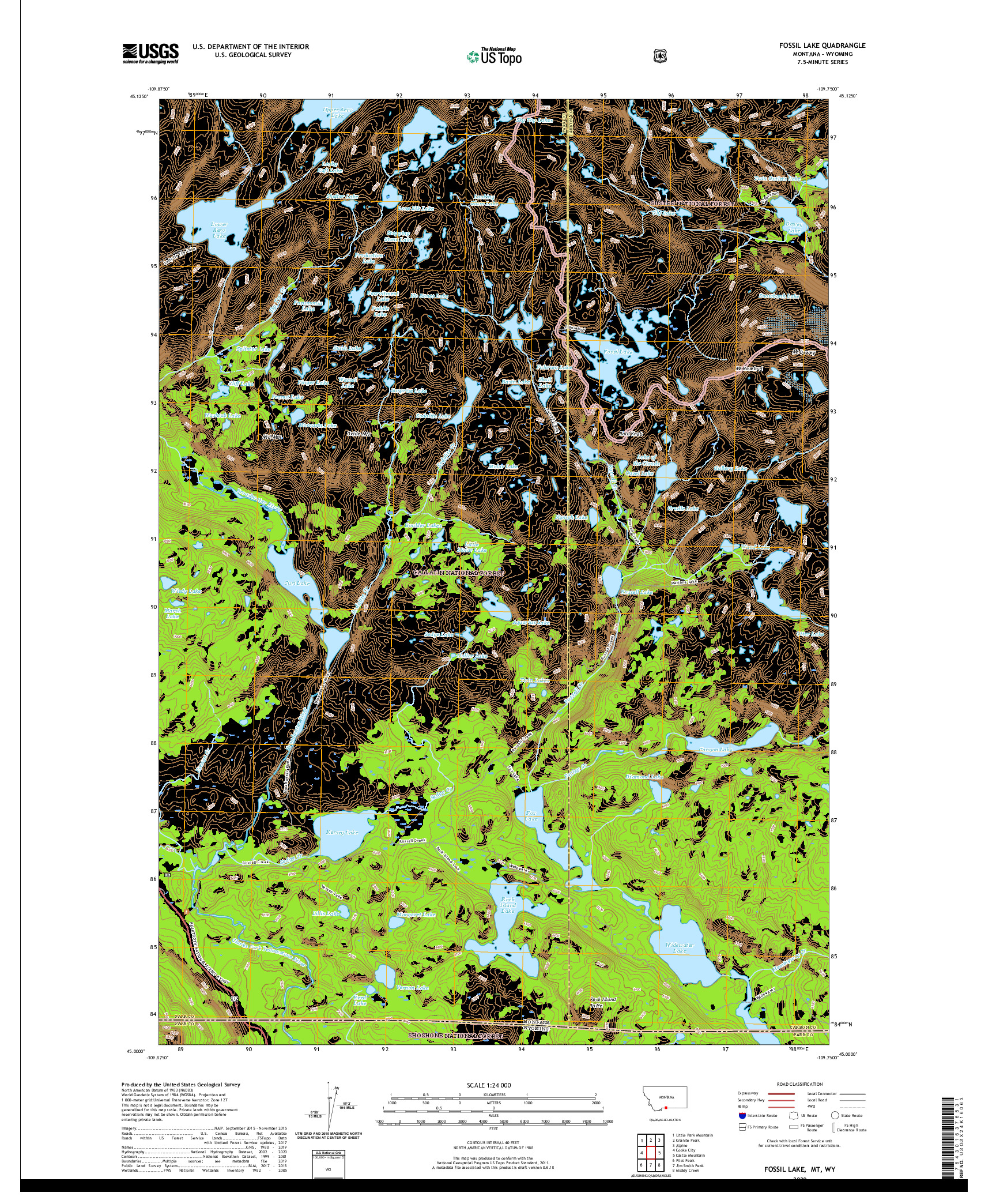 USGS US TOPO 7.5-MINUTE MAP FOR FOSSIL LAKE, MT,WY 2020