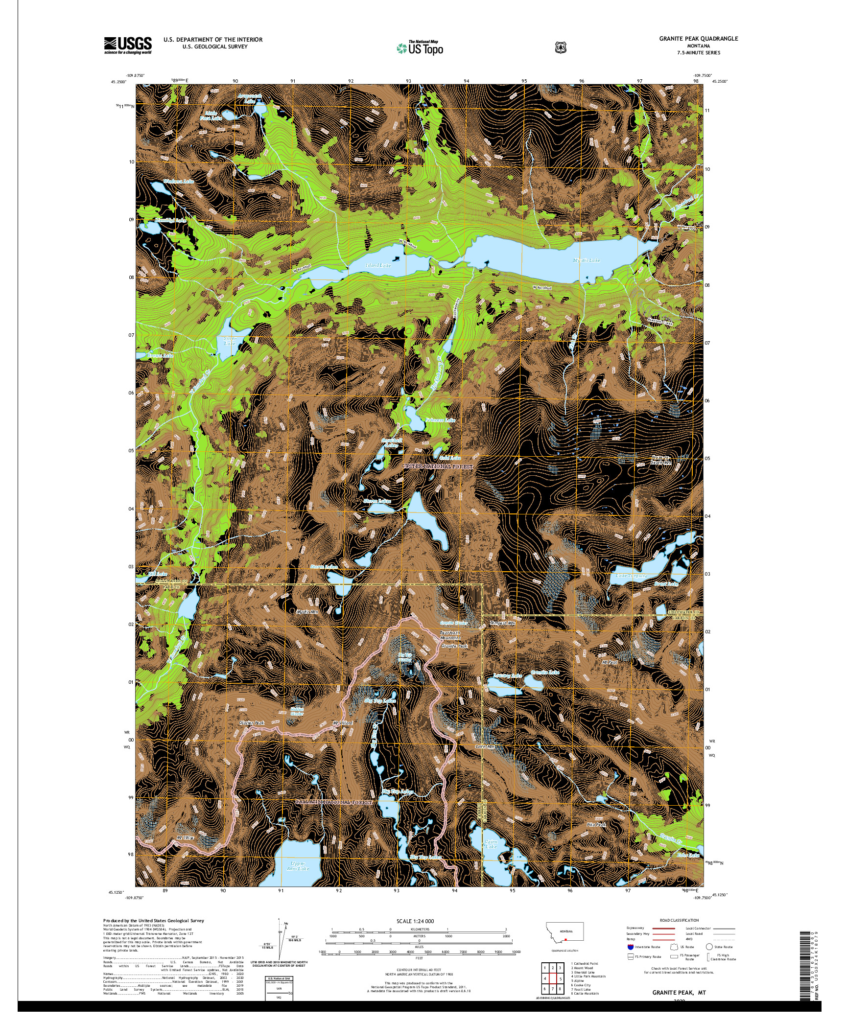 USGS US TOPO 7.5-MINUTE MAP FOR GRANITE PEAK, MT 2020