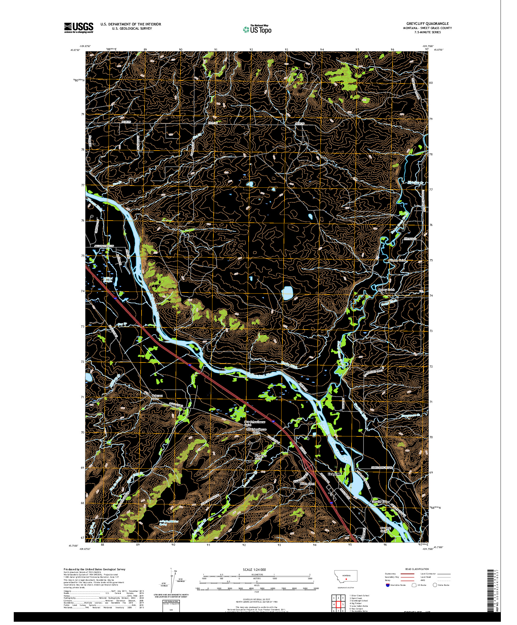 USGS US TOPO 7.5-MINUTE MAP FOR GREYCLIFF, MT 2020