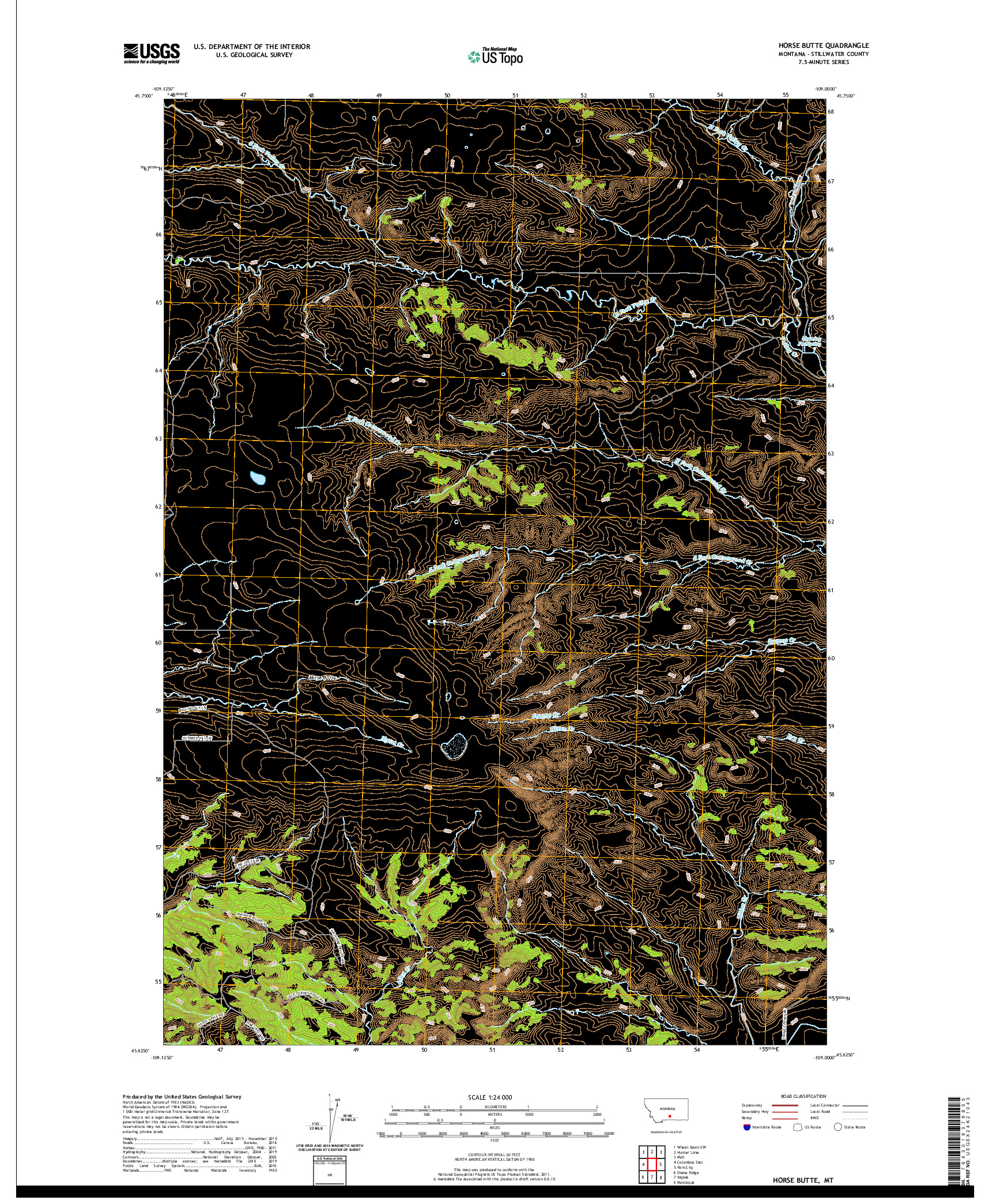 USGS US TOPO 7.5-MINUTE MAP FOR HORSE BUTTE, MT 2020