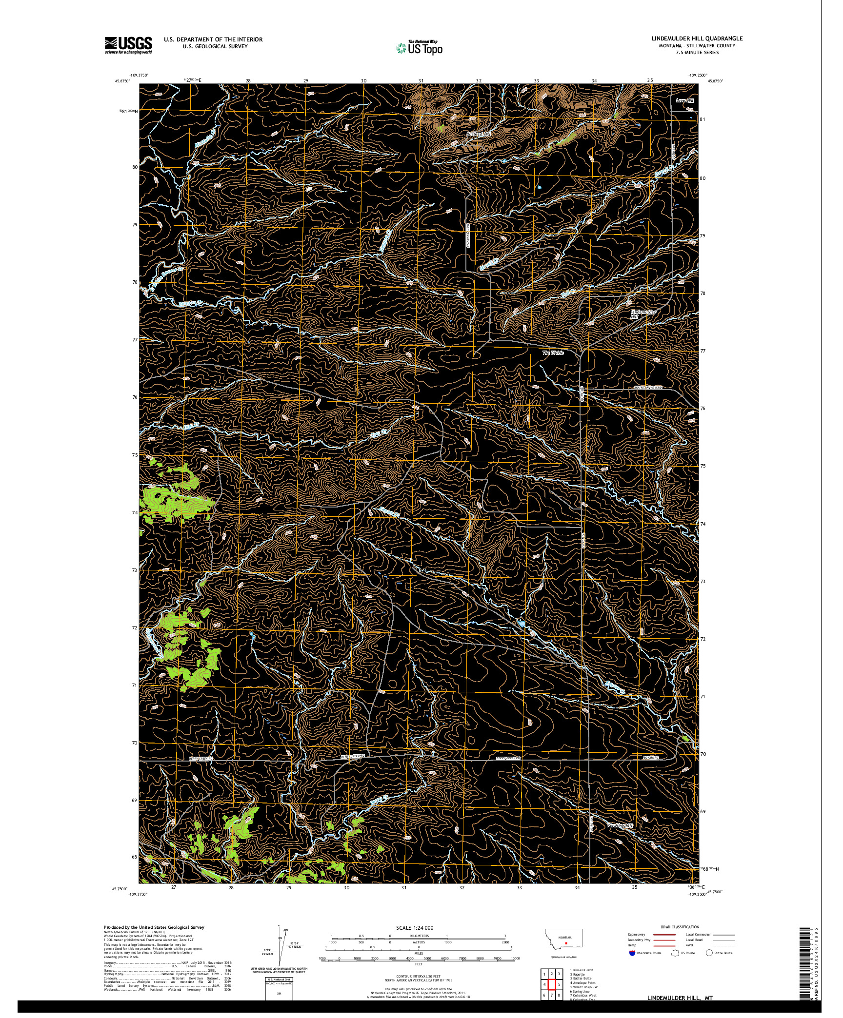 USGS US TOPO 7.5-MINUTE MAP FOR LINDEMULDER HILL, MT 2020