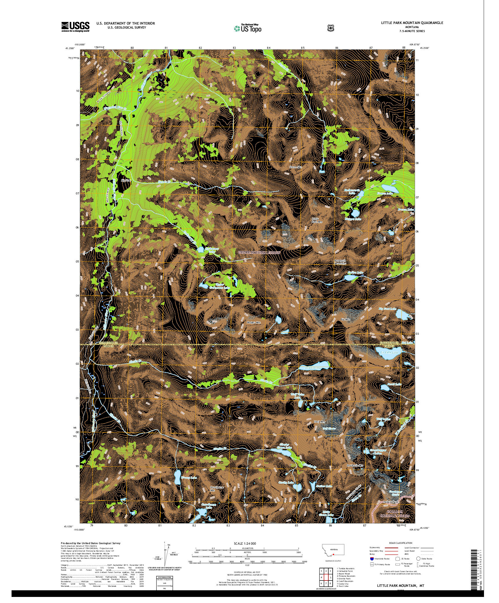 USGS US TOPO 7.5-MINUTE MAP FOR LITTLE PARK MOUNTAIN, MT 2020