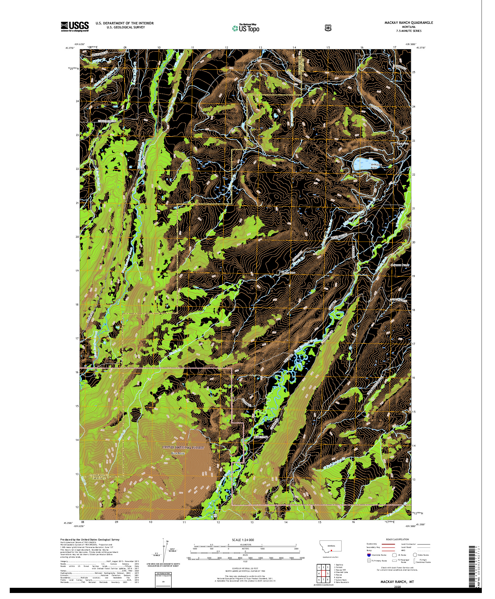 USGS US TOPO 7.5-MINUTE MAP FOR MACKAY RANCH, MT 2020