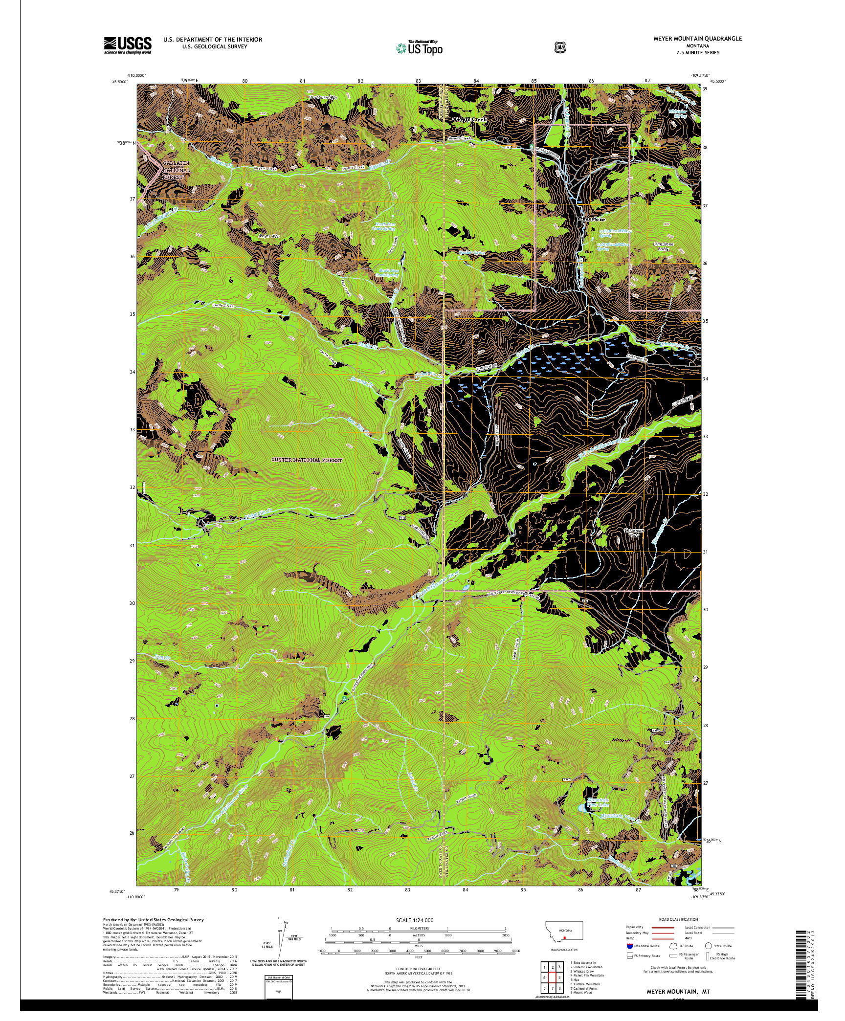 USGS US TOPO 7.5-MINUTE MAP FOR MEYER MOUNTAIN, MT 2020