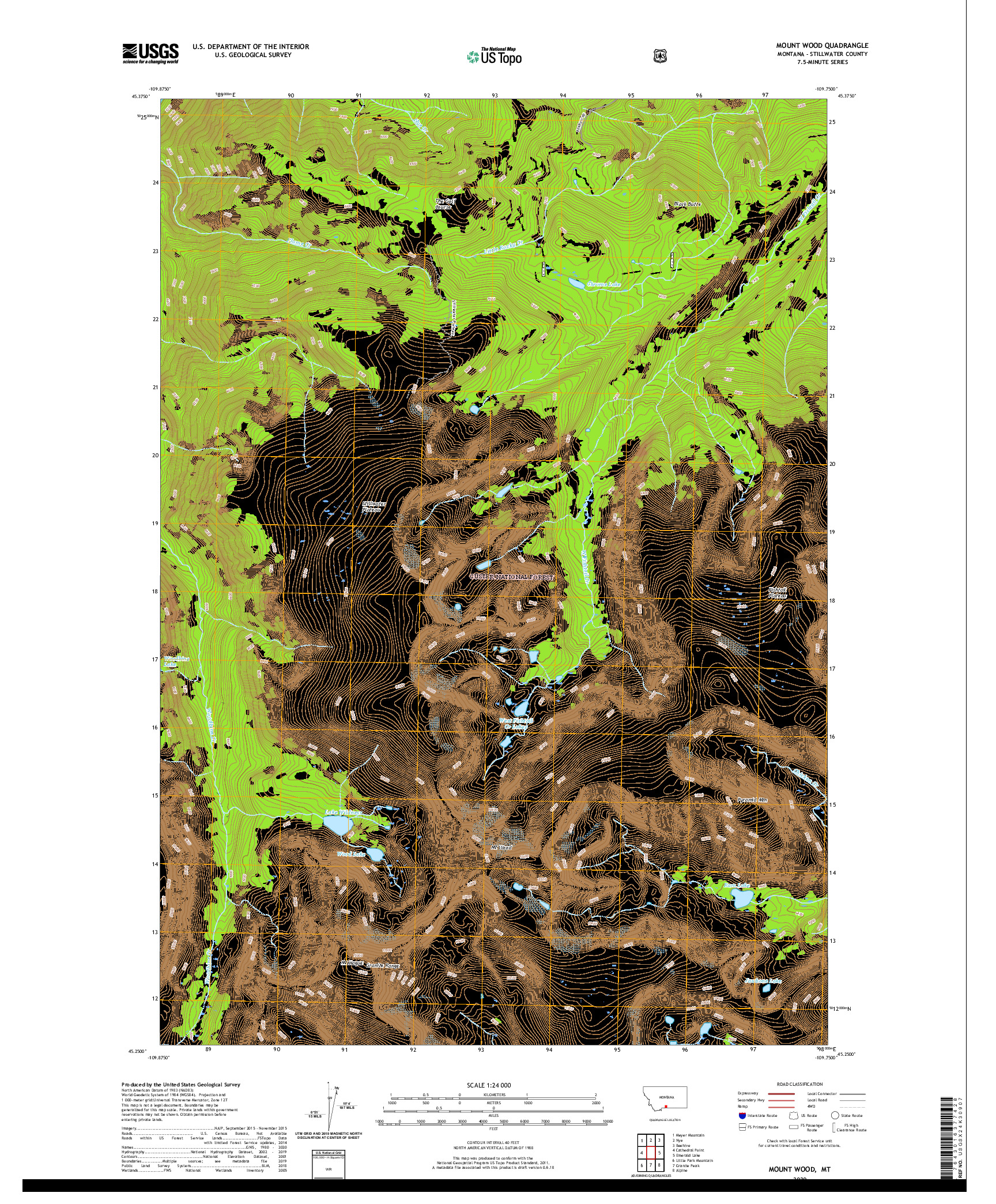 USGS US TOPO 7.5-MINUTE MAP FOR MOUNT WOOD, MT 2020