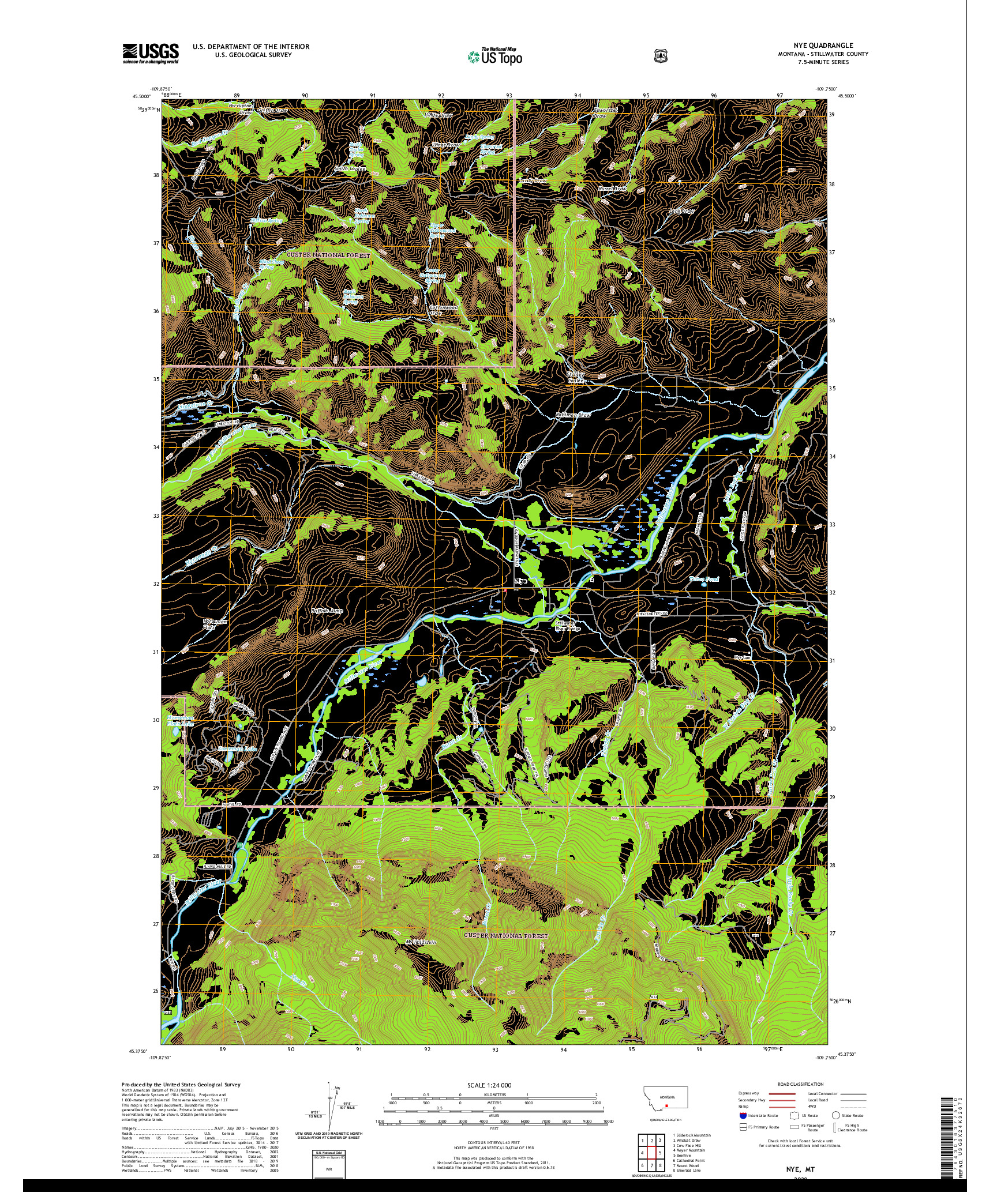 USGS US TOPO 7.5-MINUTE MAP FOR NYE, MT 2020