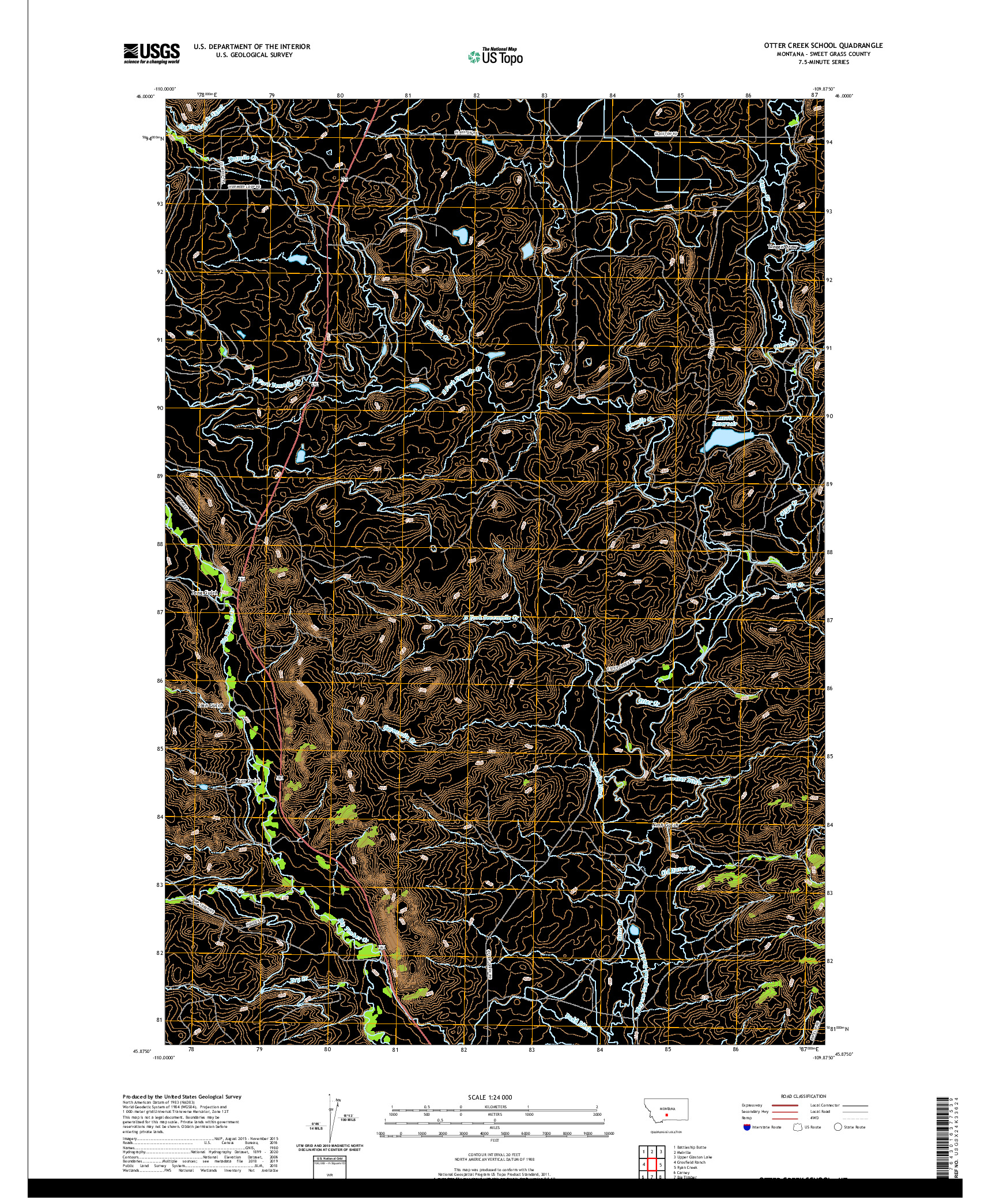 USGS US TOPO 7.5-MINUTE MAP FOR OTTER CREEK SCHOOL, MT 2020