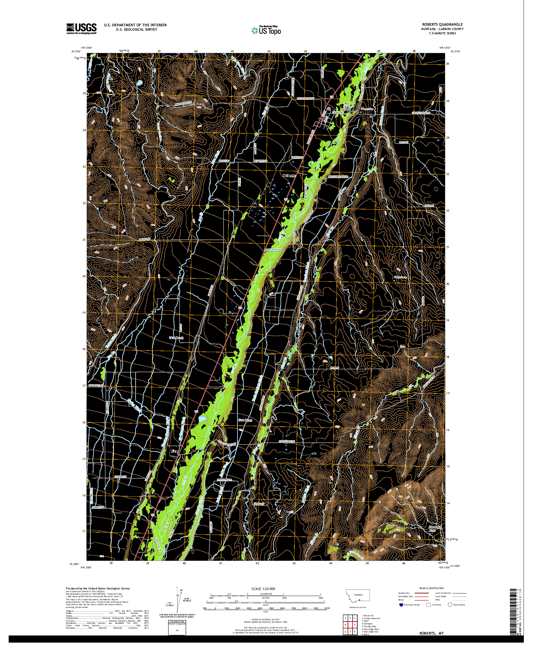 USGS US TOPO 7.5-MINUTE MAP FOR ROBERTS, MT 2020