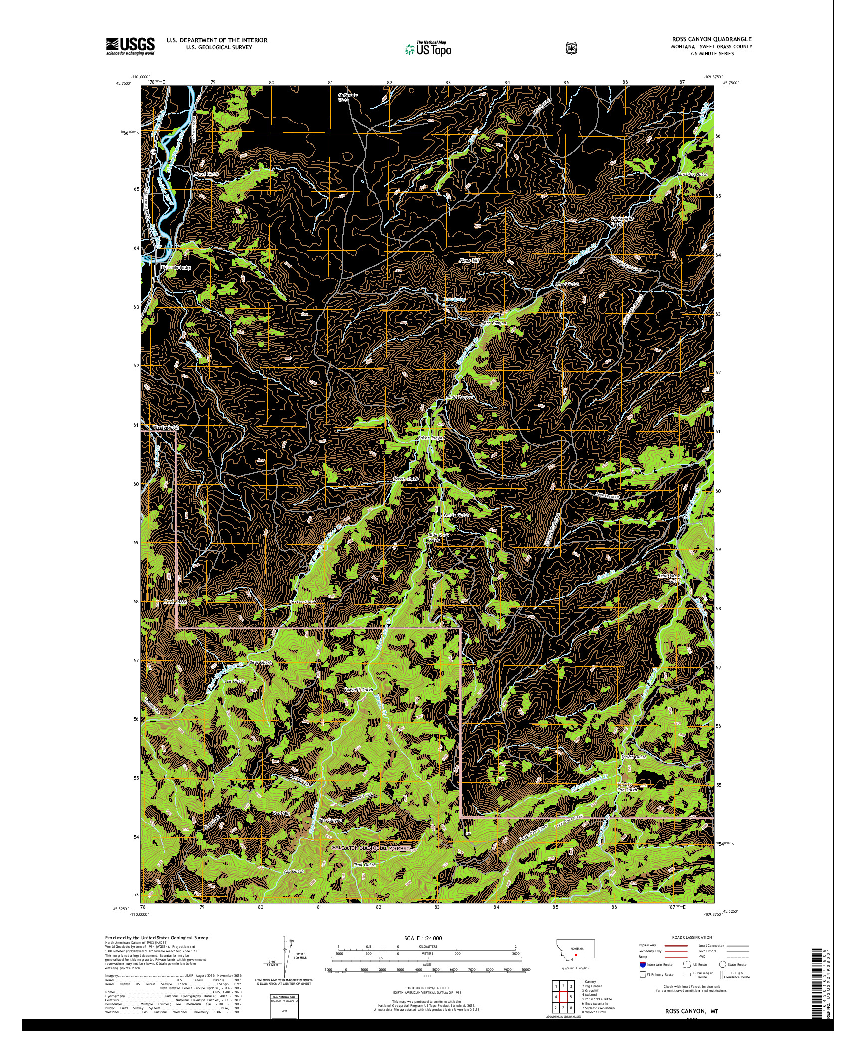 USGS US TOPO 7.5-MINUTE MAP FOR ROSS CANYON, MT 2020