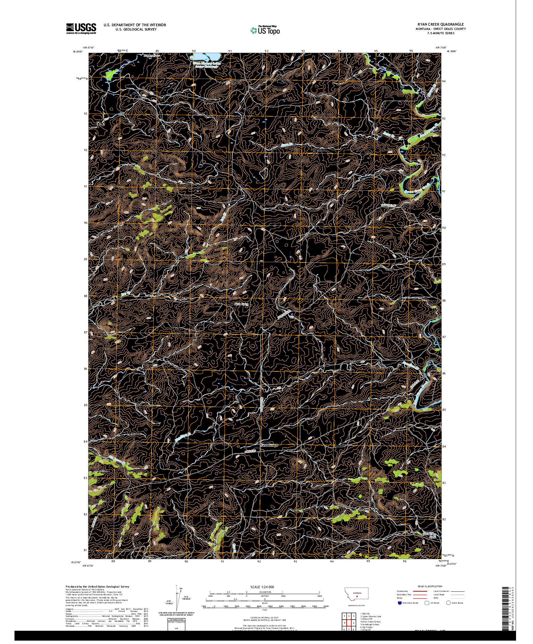 USGS US TOPO 7.5-MINUTE MAP FOR RYAN CREEK, MT 2020