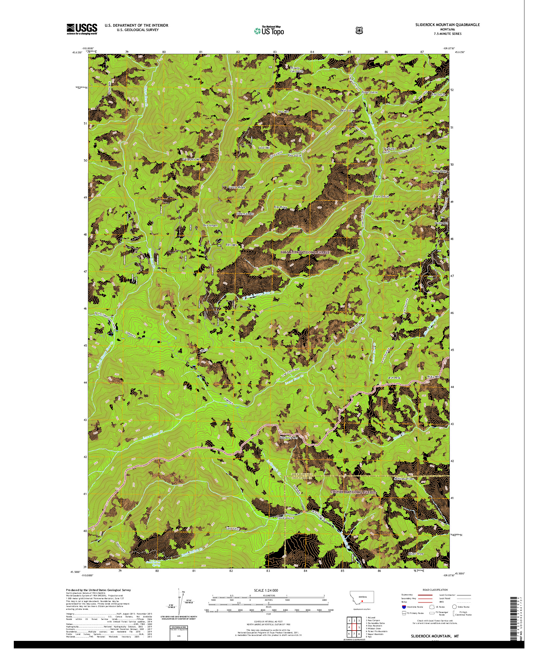 USGS US TOPO 7.5-MINUTE MAP FOR SLIDEROCK MOUNTAIN, MT 2020