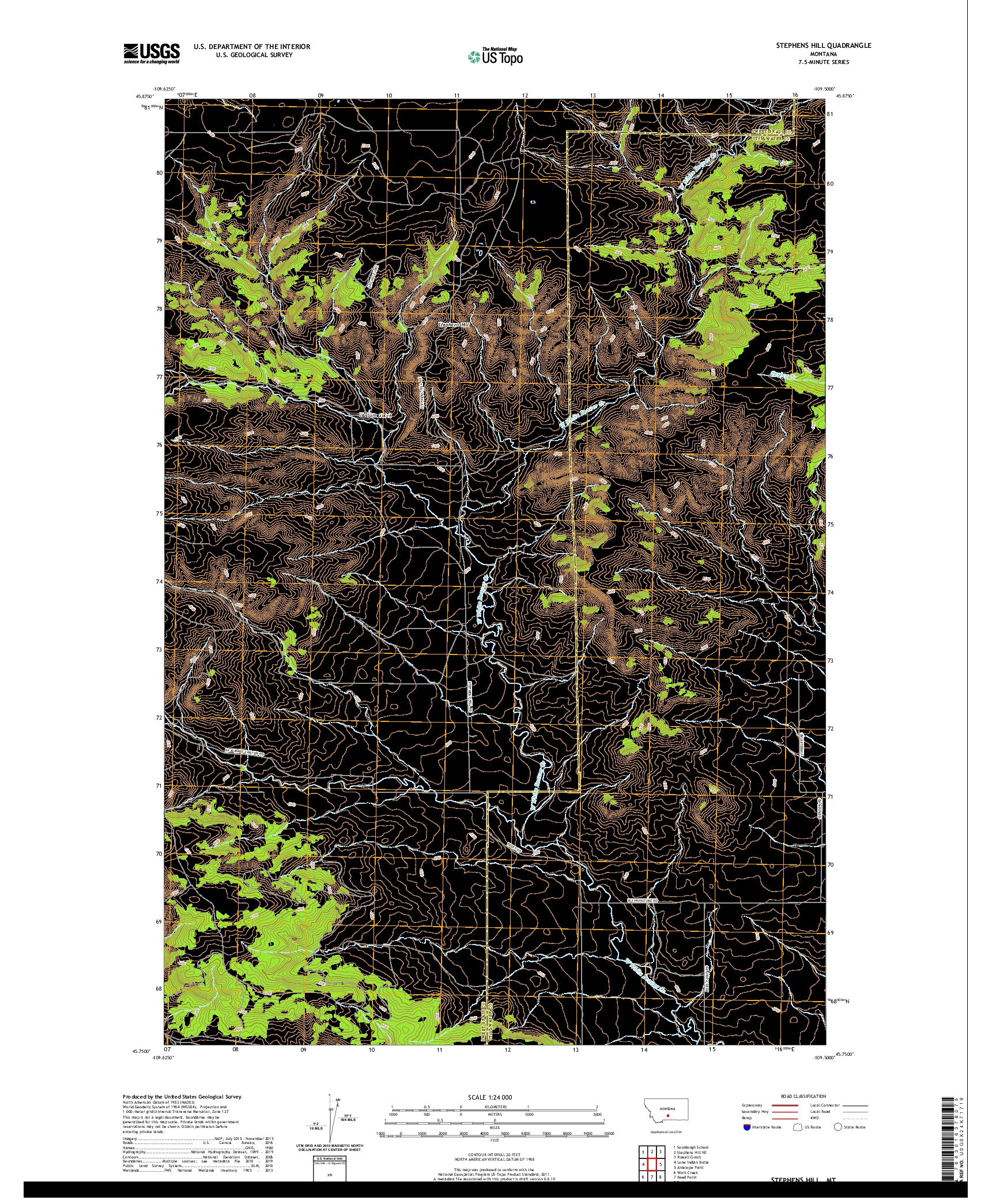 USGS US TOPO 7.5-MINUTE MAP FOR STEPHENS HILL, MT 2020