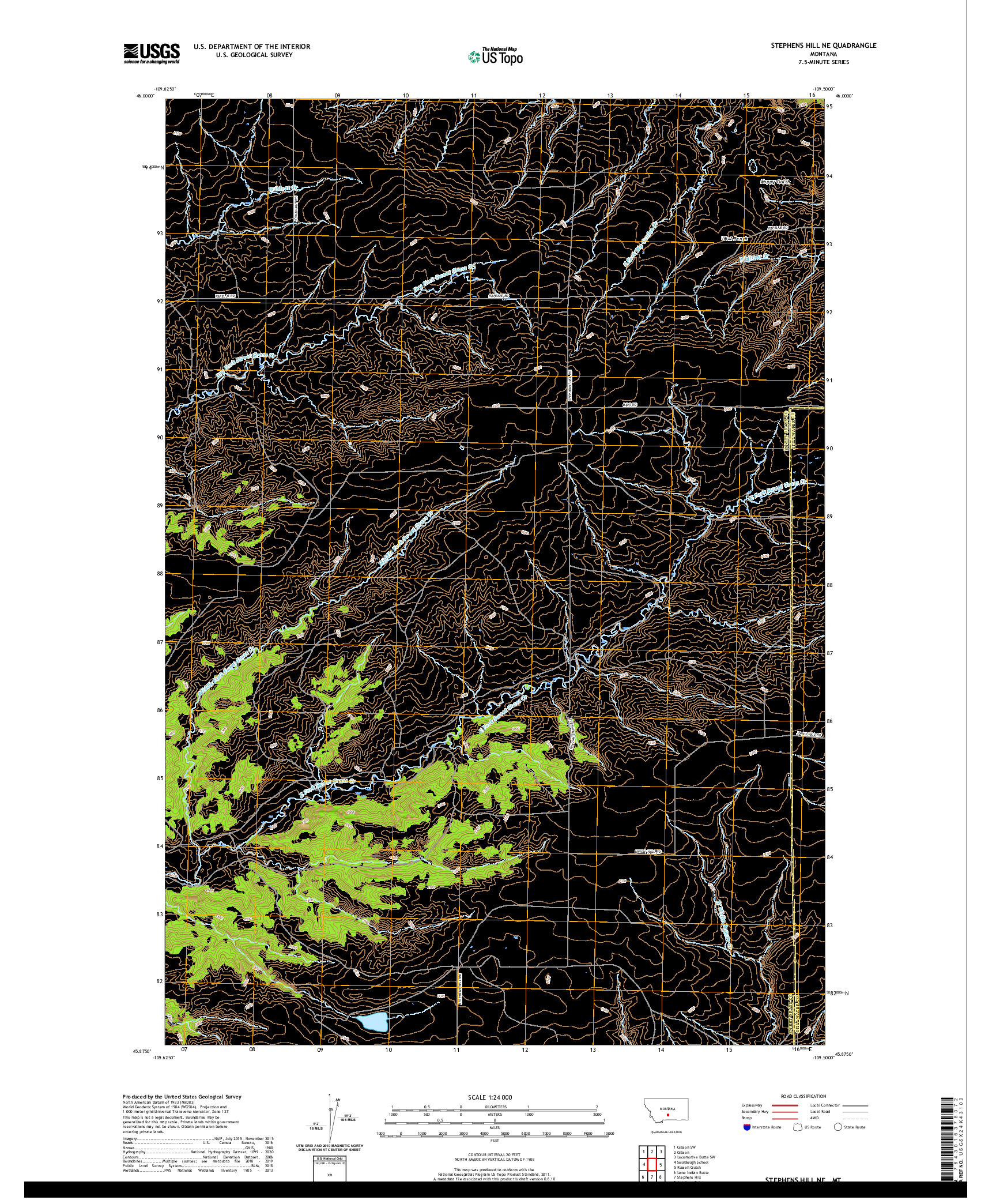 USGS US TOPO 7.5-MINUTE MAP FOR STEPHENS HILL NE, MT 2020