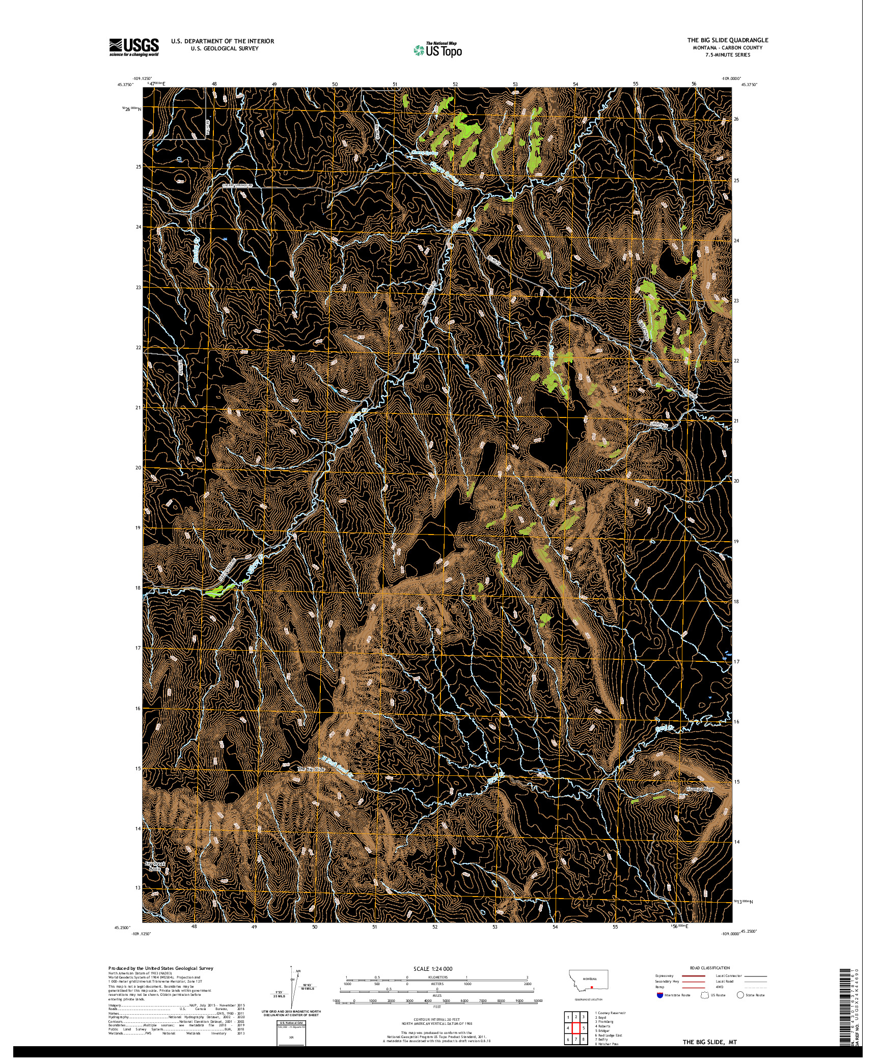 USGS US TOPO 7.5-MINUTE MAP FOR THE BIG SLIDE, MT 2020