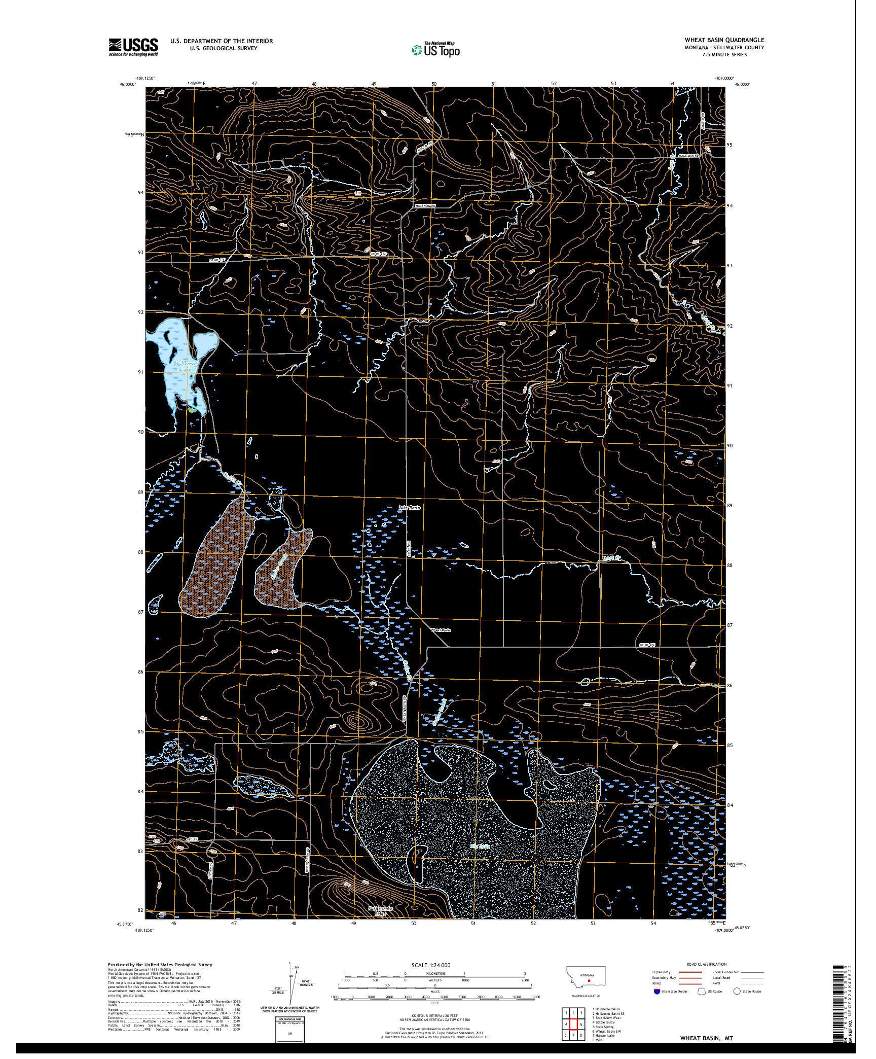 USGS US TOPO 7.5-MINUTE MAP FOR WHEAT BASIN, MT 2020