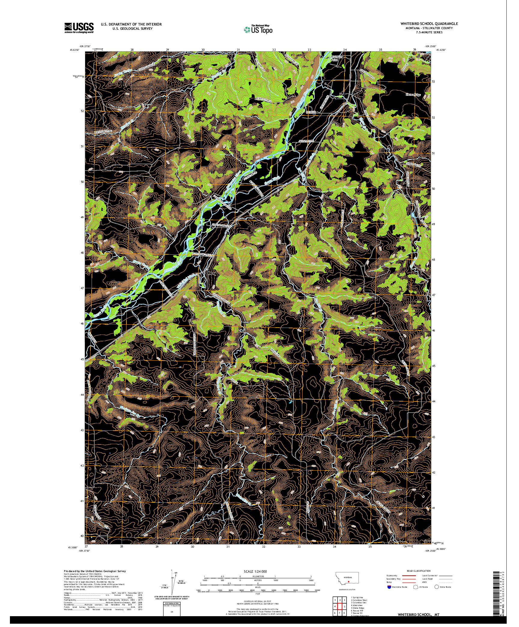 USGS US TOPO 7.5-MINUTE MAP FOR WHITEBIRD SCHOOL, MT 2020