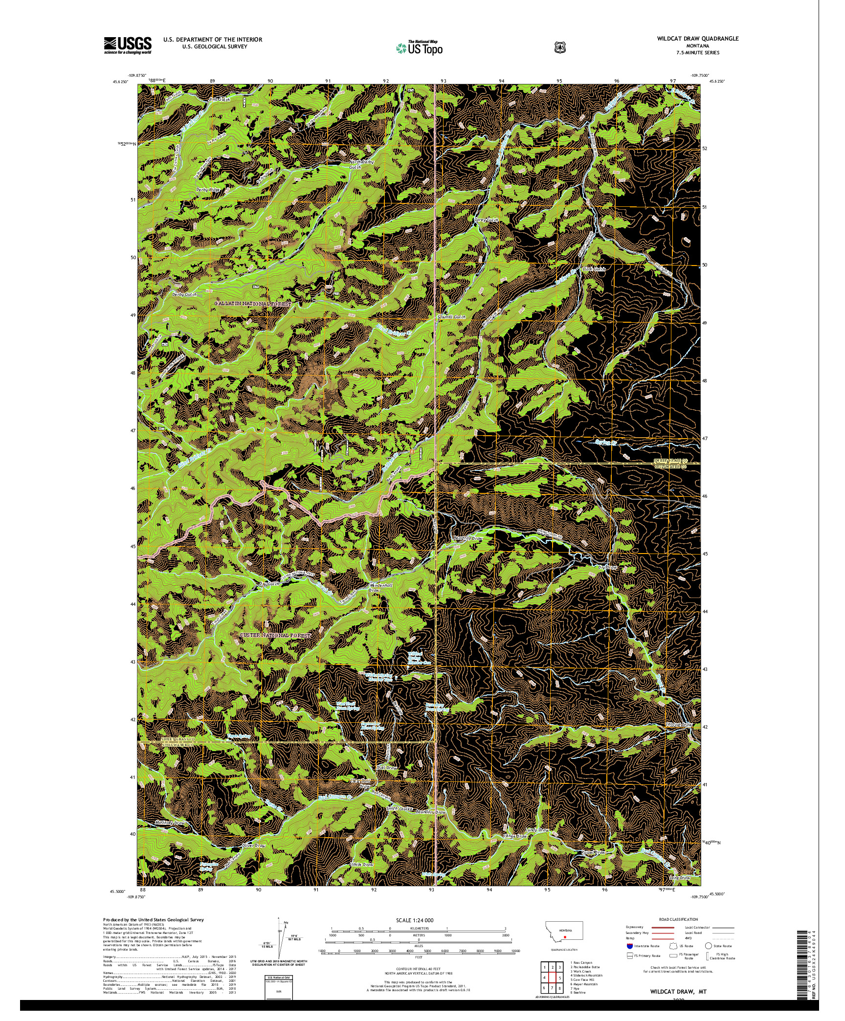 USGS US TOPO 7.5-MINUTE MAP FOR WILDCAT DRAW, MT 2020