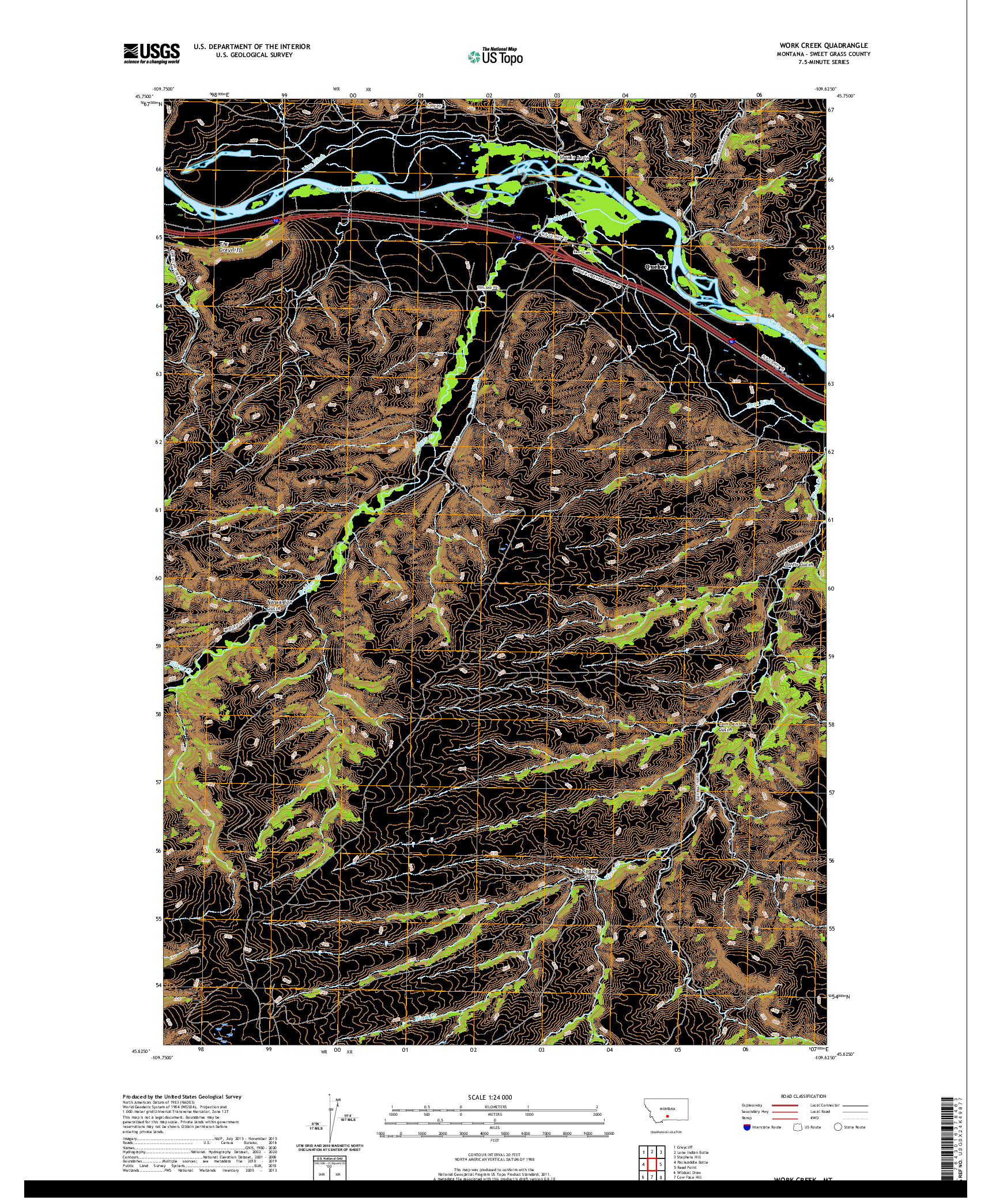 USGS US TOPO 7.5-MINUTE MAP FOR WORK CREEK, MT 2020