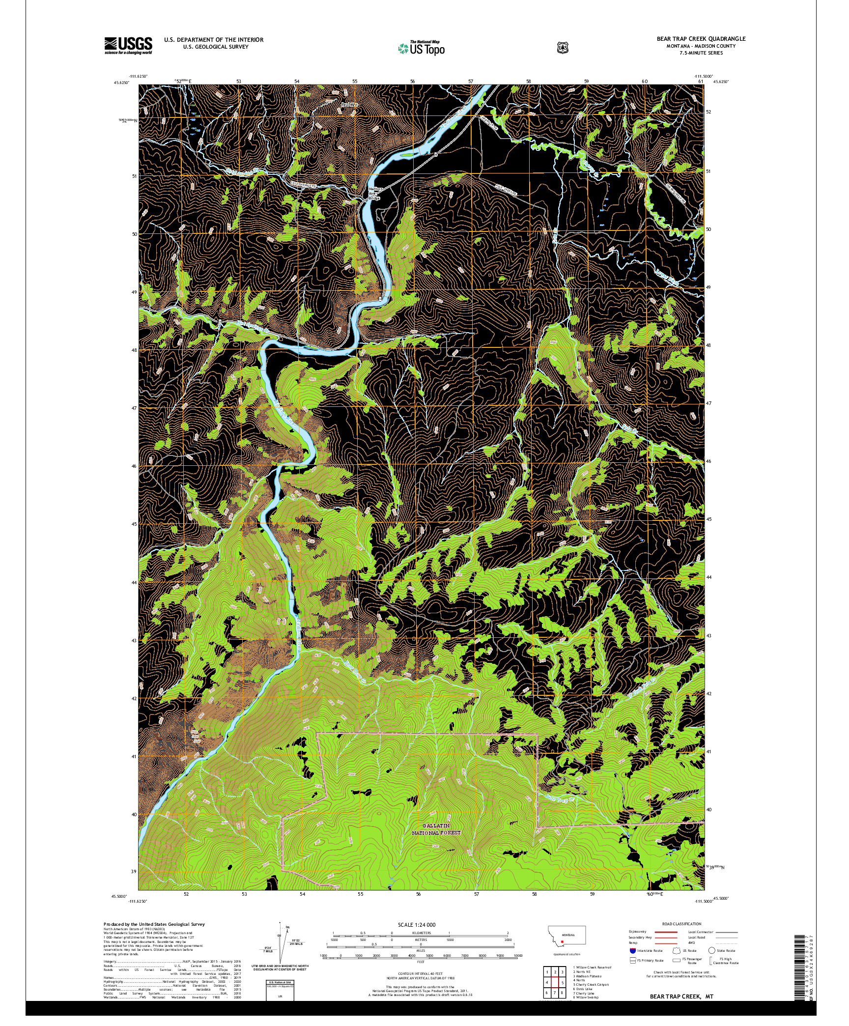 USGS US TOPO 7.5-MINUTE MAP FOR BEAR TRAP CREEK, MT 2020