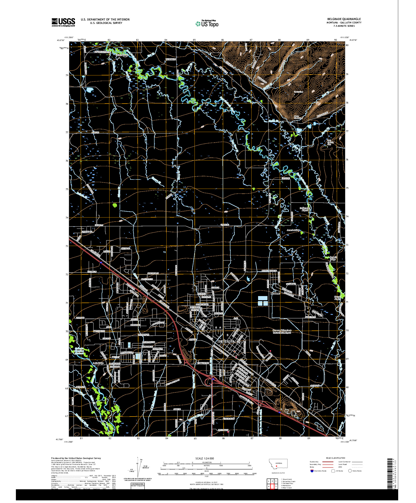 USGS US TOPO 7.5-MINUTE MAP FOR BELGRADE, MT 2020