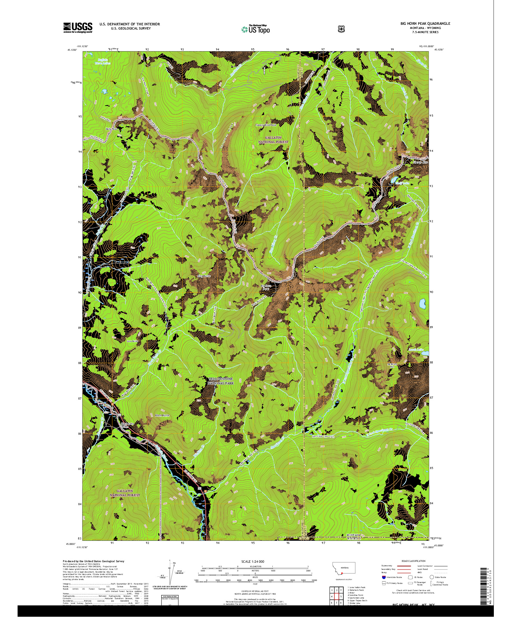 USGS US TOPO 7.5-MINUTE MAP FOR BIG HORN PEAK, MT,WY 2020