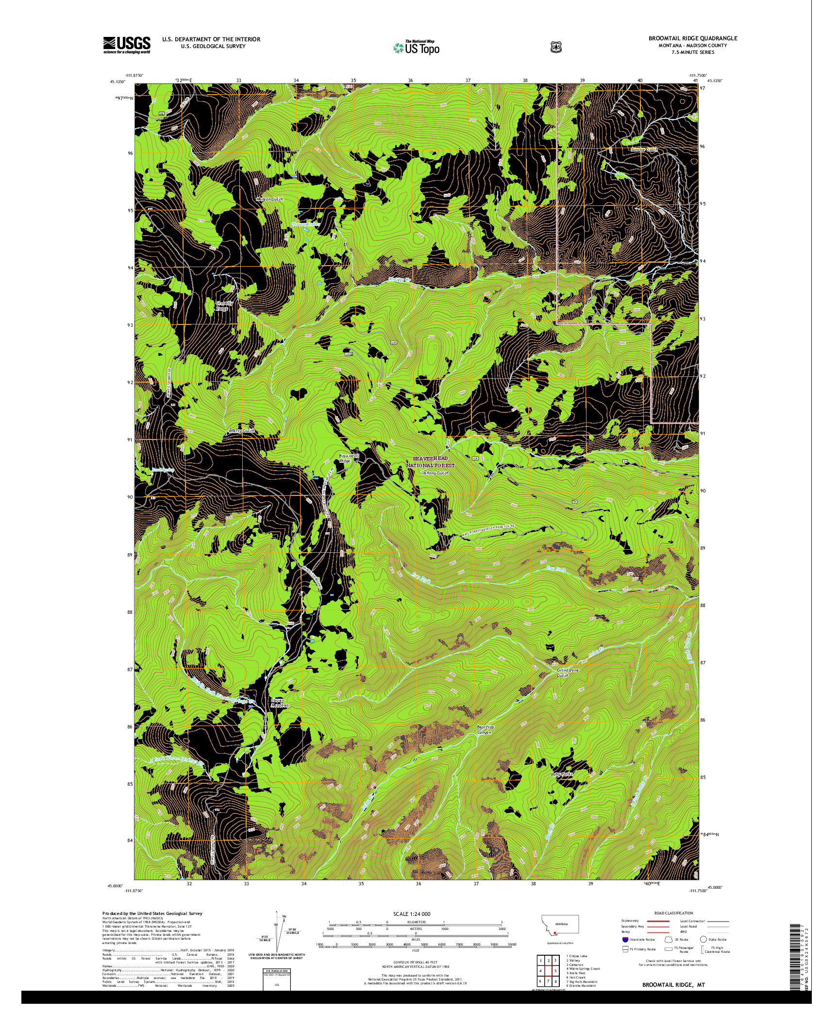 USGS US TOPO 7.5-MINUTE MAP FOR BROOMTAIL RIDGE, MT 2020