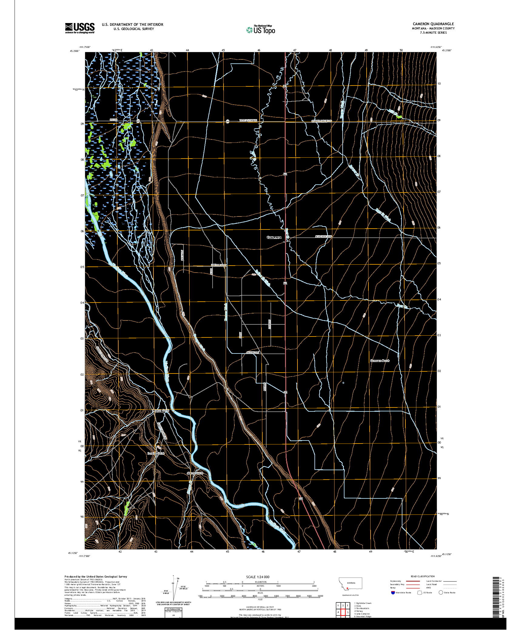 USGS US TOPO 7.5-MINUTE MAP FOR CAMERON, MT 2020