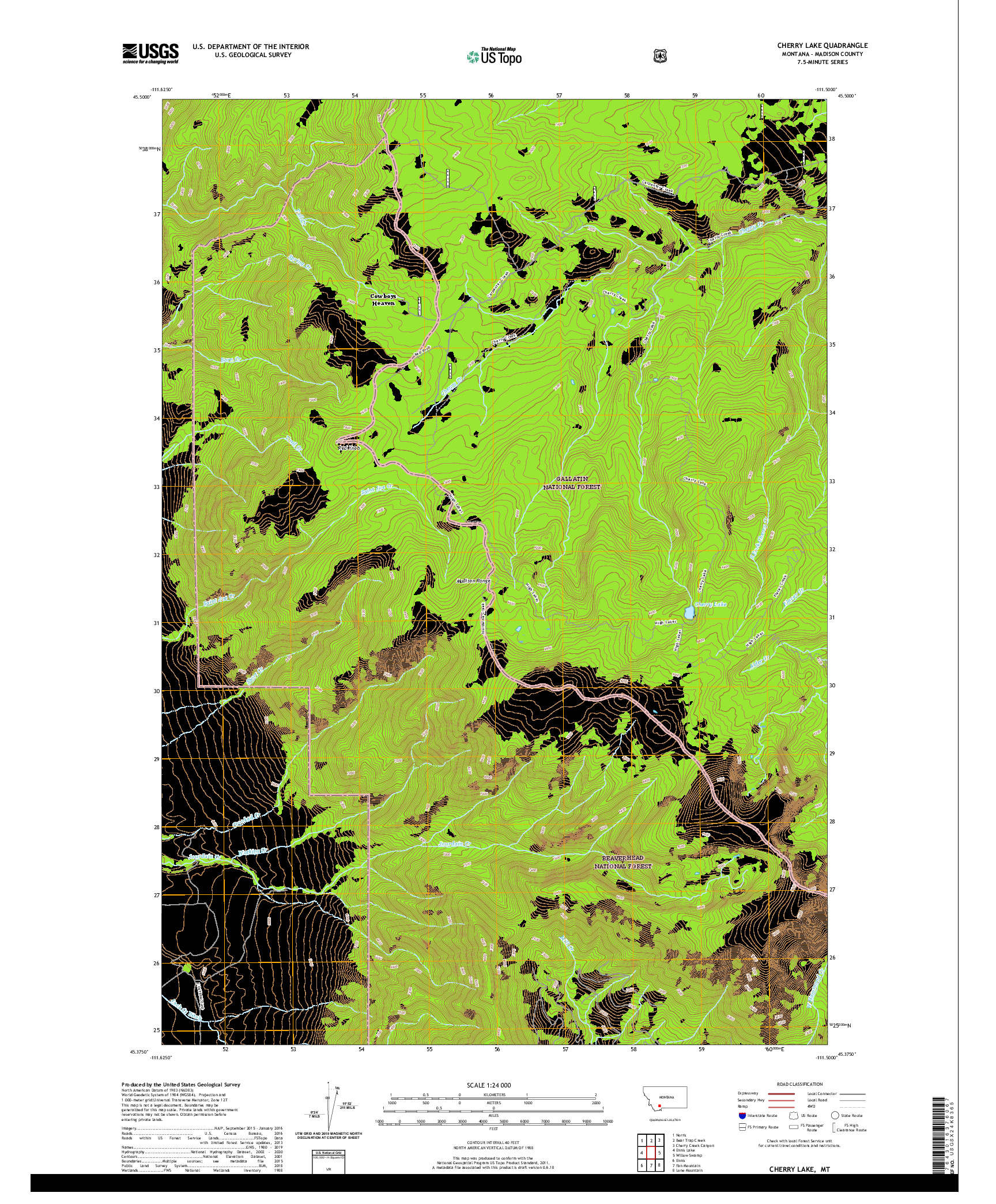 USGS US TOPO 7.5-MINUTE MAP FOR CHERRY LAKE, MT 2020