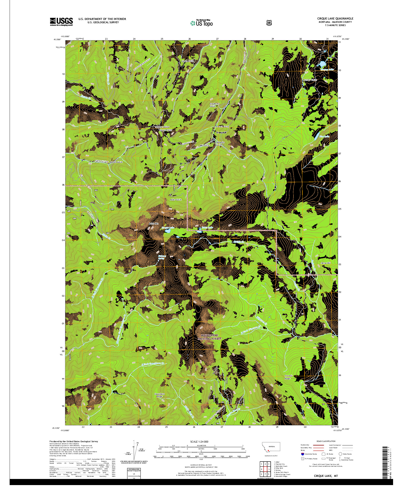 USGS US TOPO 7.5-MINUTE MAP FOR CIRQUE LAKE, MT 2020