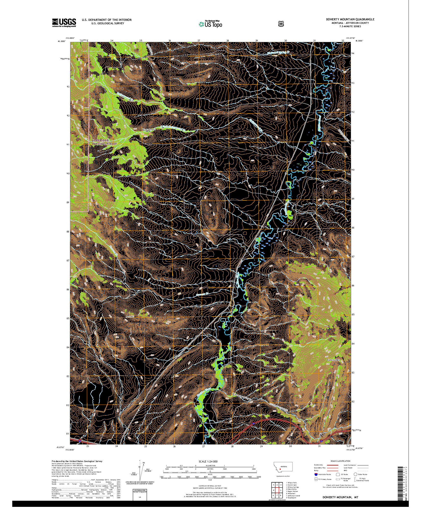 USGS US TOPO 7.5-MINUTE MAP FOR DOHERTY MOUNTAIN, MT 2020