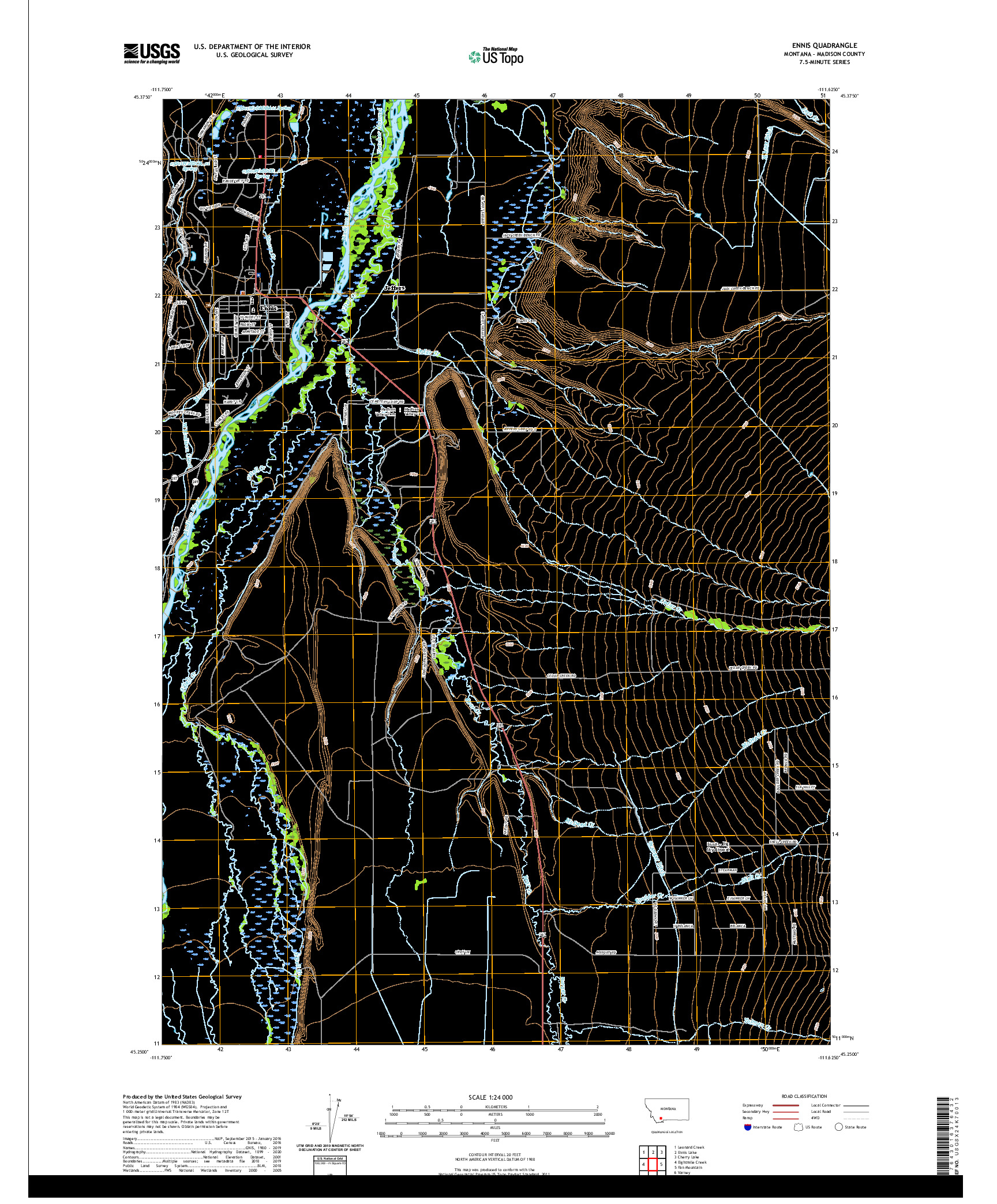 USGS US TOPO 7.5-MINUTE MAP FOR ENNIS, MT 2020