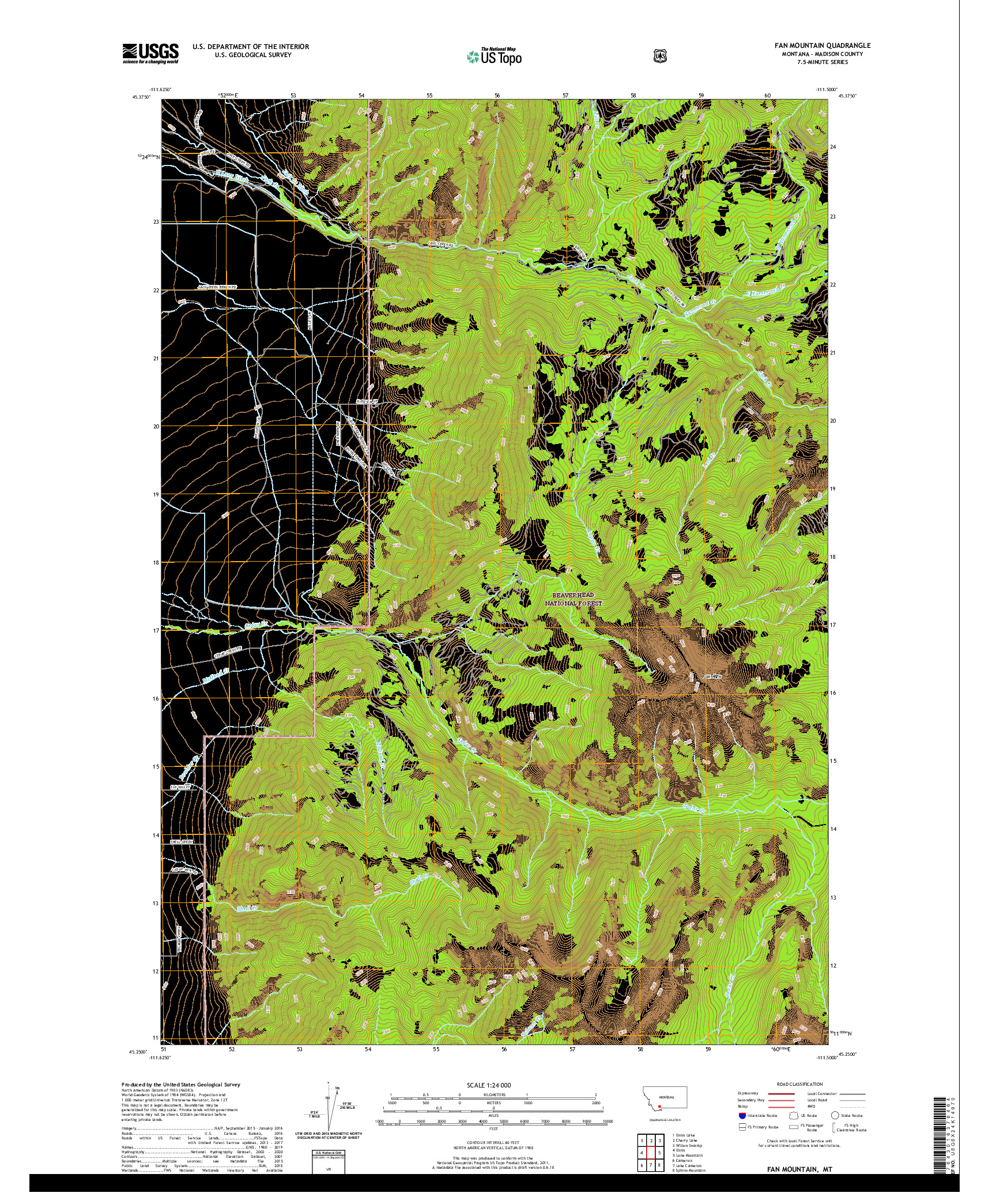 USGS US TOPO 7.5-MINUTE MAP FOR FAN MOUNTAIN, MT 2020