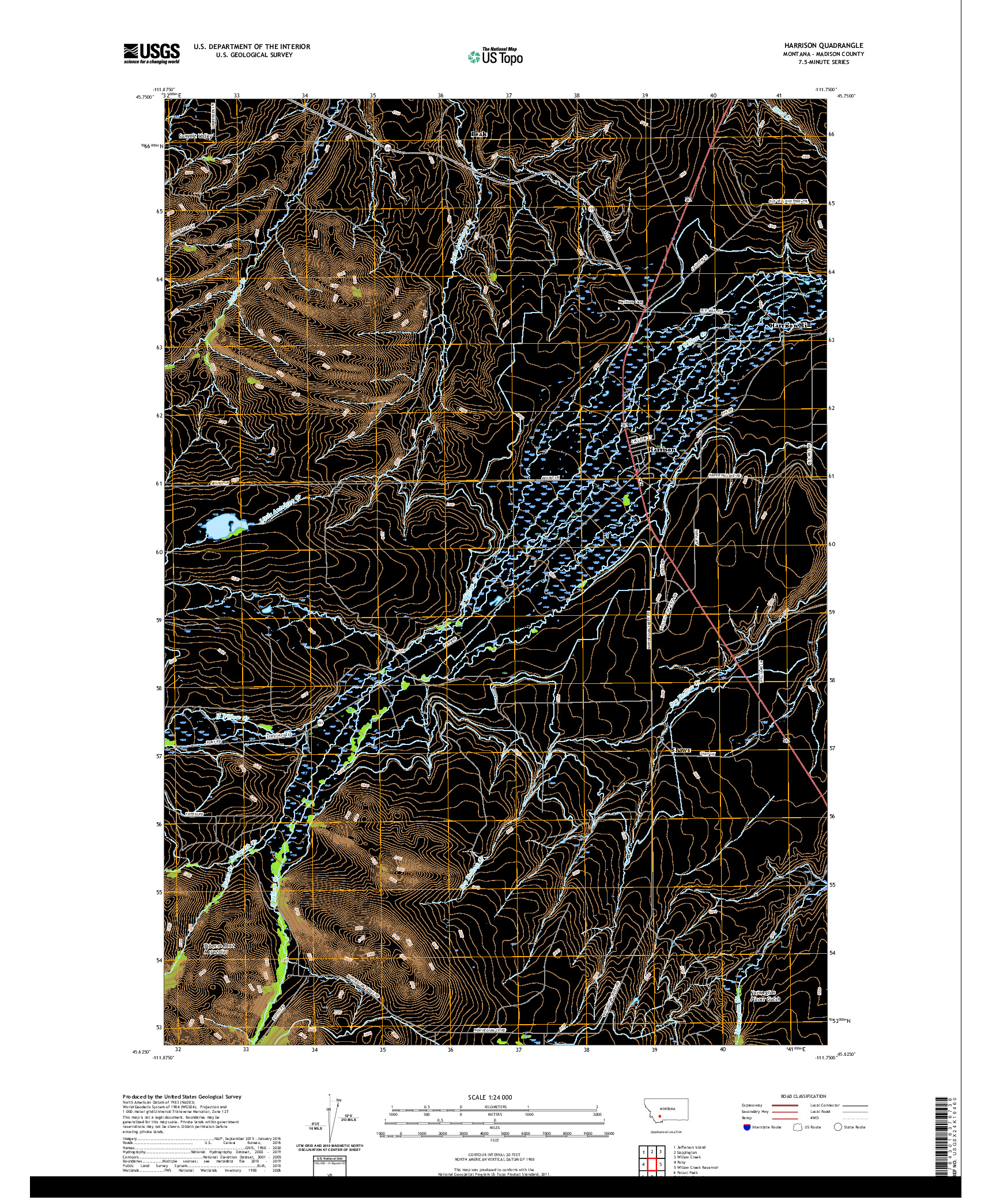 USGS US TOPO 7.5-MINUTE MAP FOR HARRISON, MT 2020