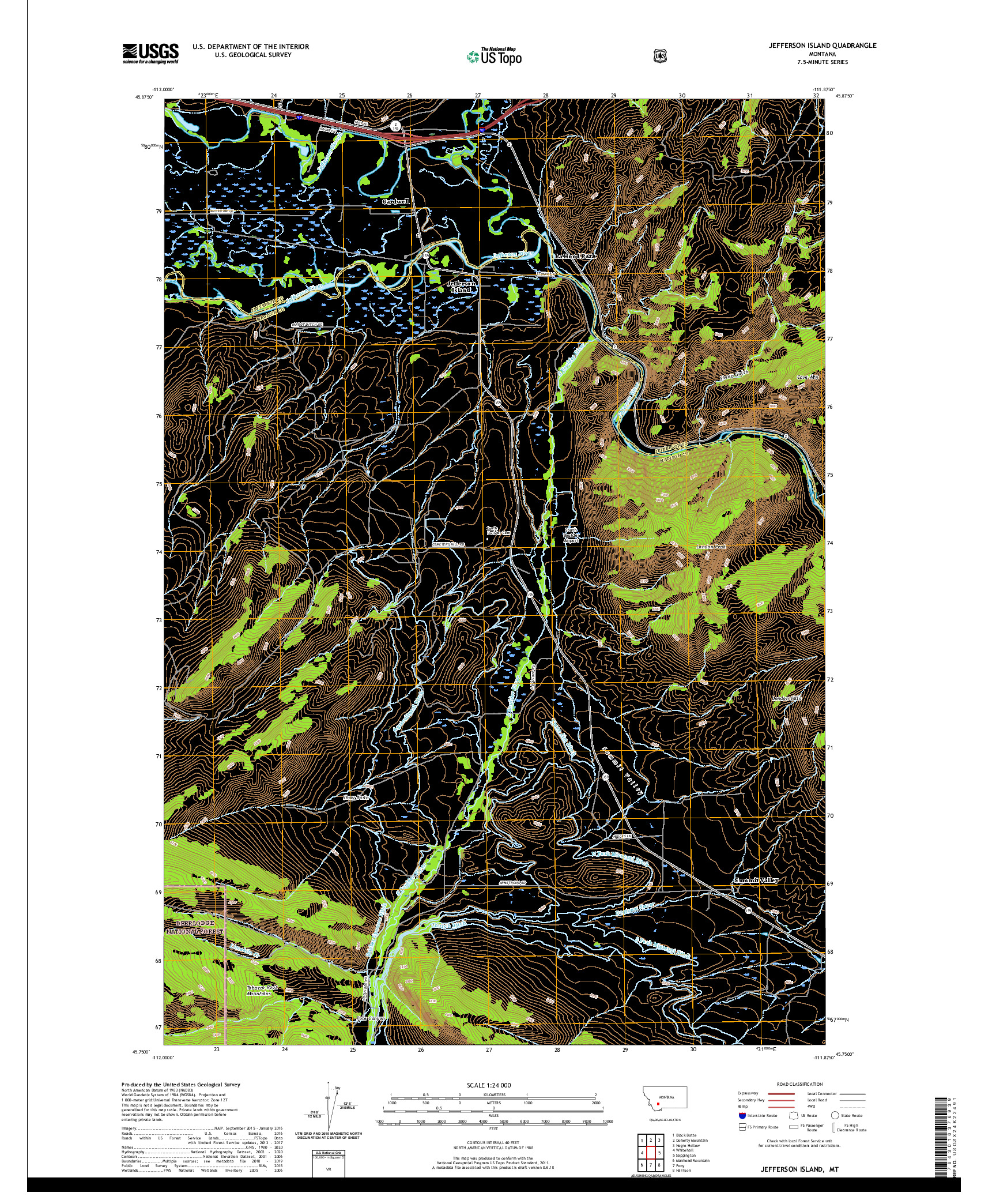 USGS US TOPO 7.5-MINUTE MAP FOR JEFFERSON ISLAND, MT 2020