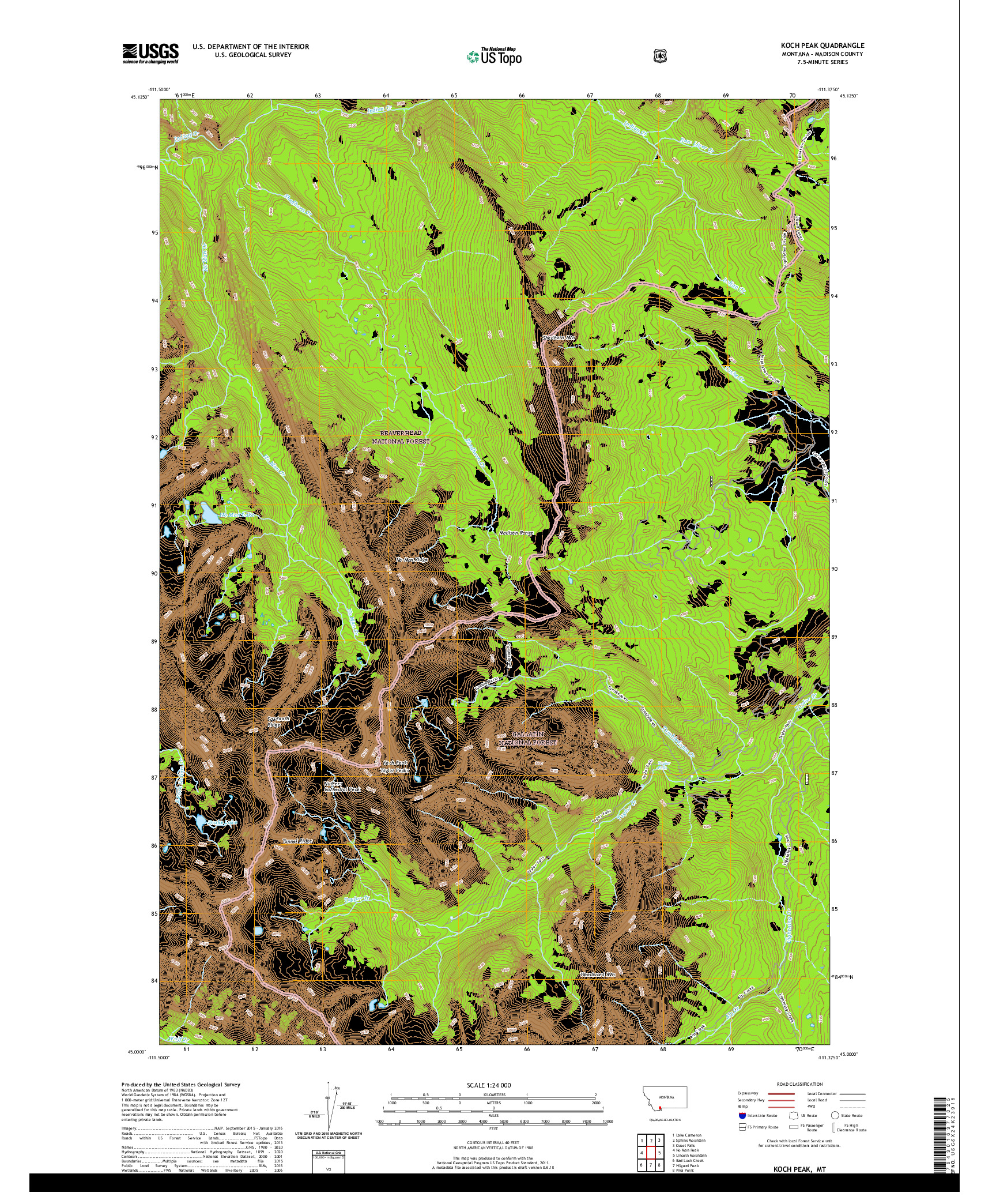 USGS US TOPO 7.5-MINUTE MAP FOR KOCH PEAK, MT 2020