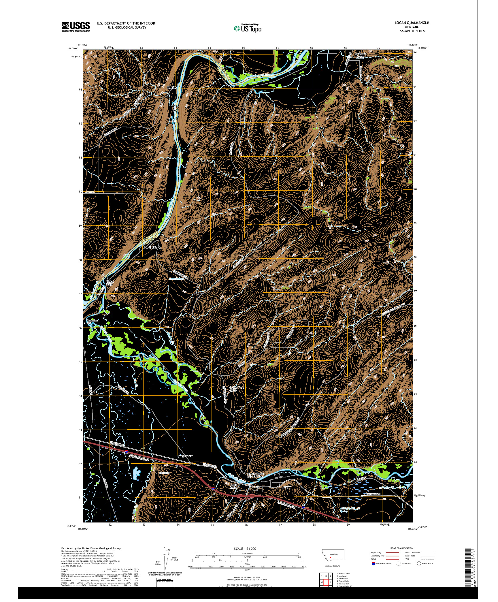 USGS US TOPO 7.5-MINUTE MAP FOR LOGAN, MT 2020