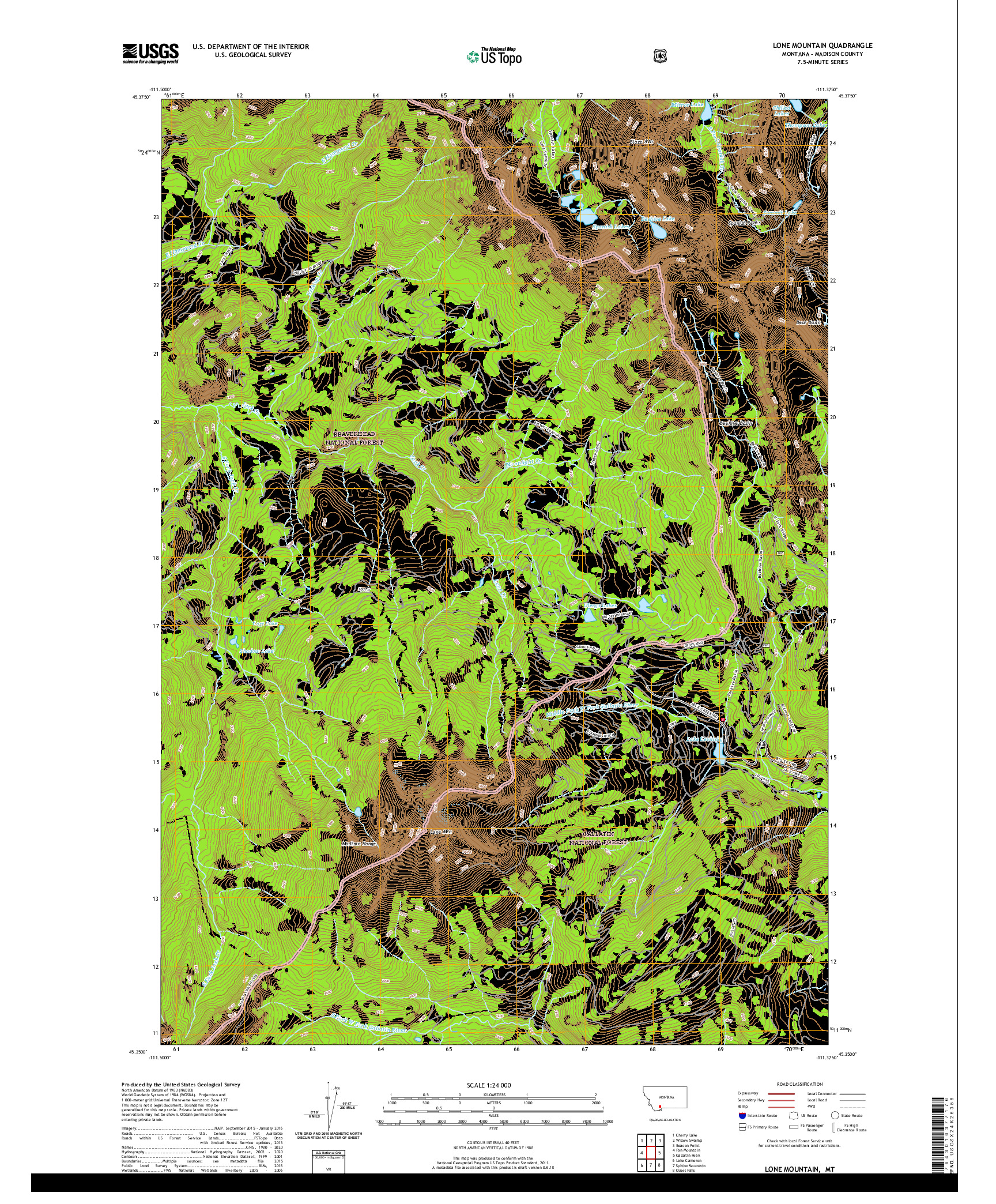 USGS US TOPO 7.5-MINUTE MAP FOR LONE MOUNTAIN, MT 2020