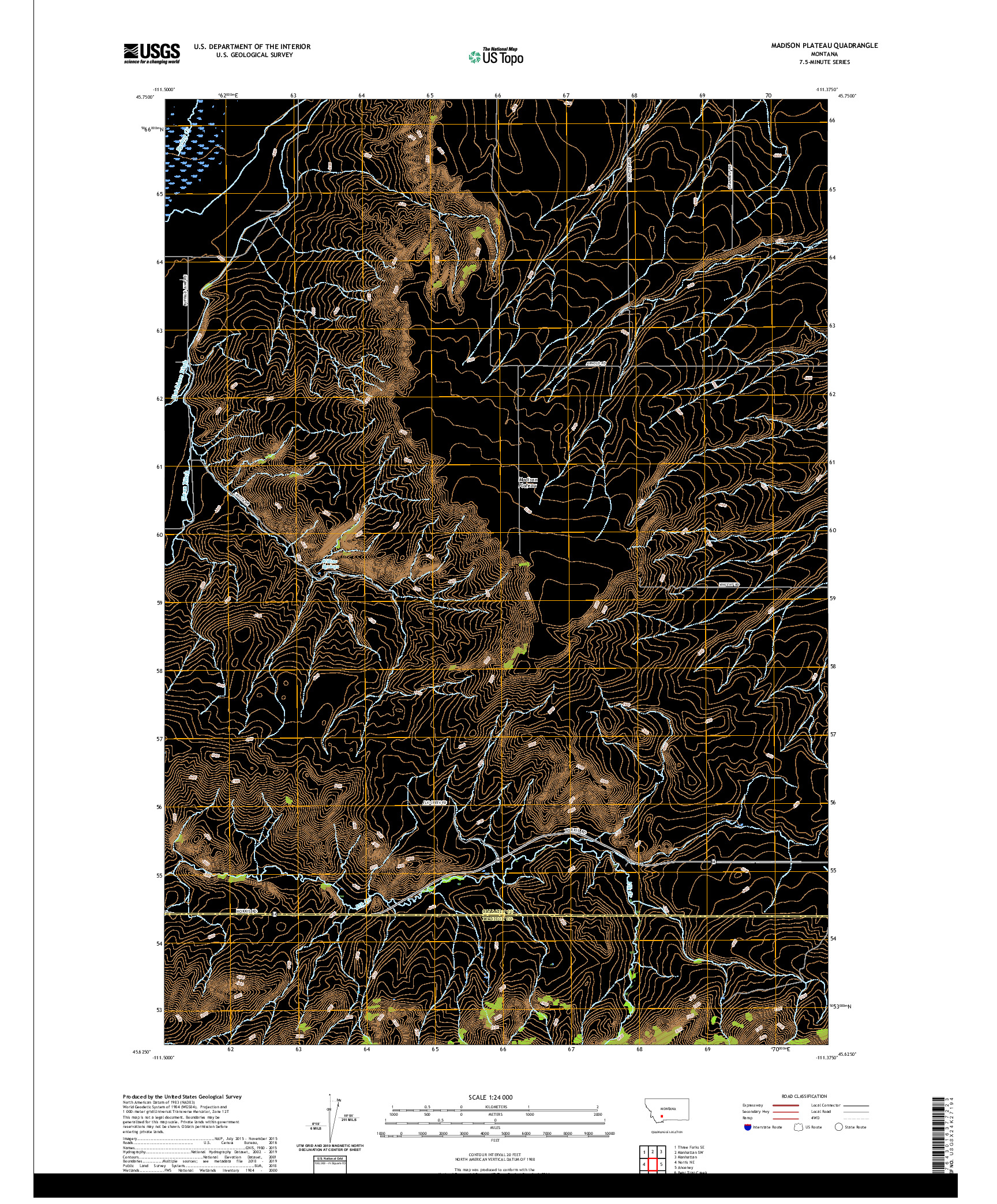 USGS US TOPO 7.5-MINUTE MAP FOR MADISON PLATEAU, MT 2020