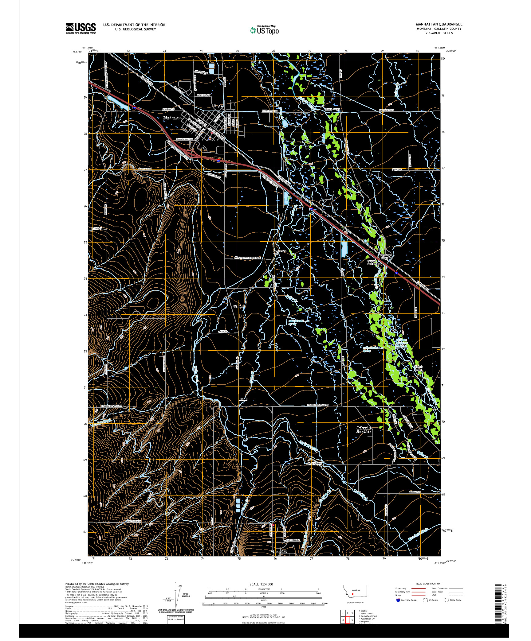 USGS US TOPO 7.5-MINUTE MAP FOR MANHATTAN, MT 2020