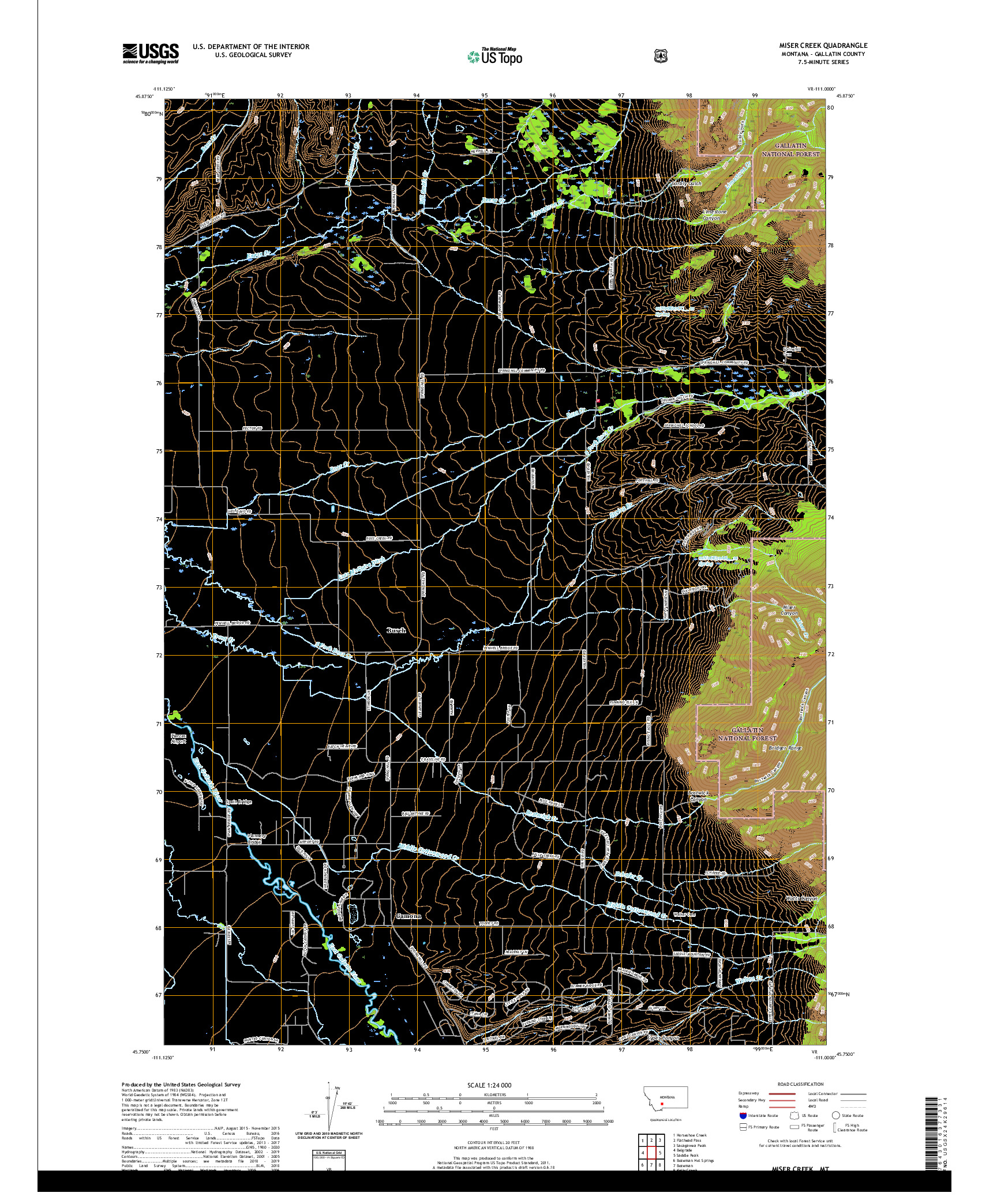 USGS US TOPO 7.5-MINUTE MAP FOR MISER CREEK, MT 2020