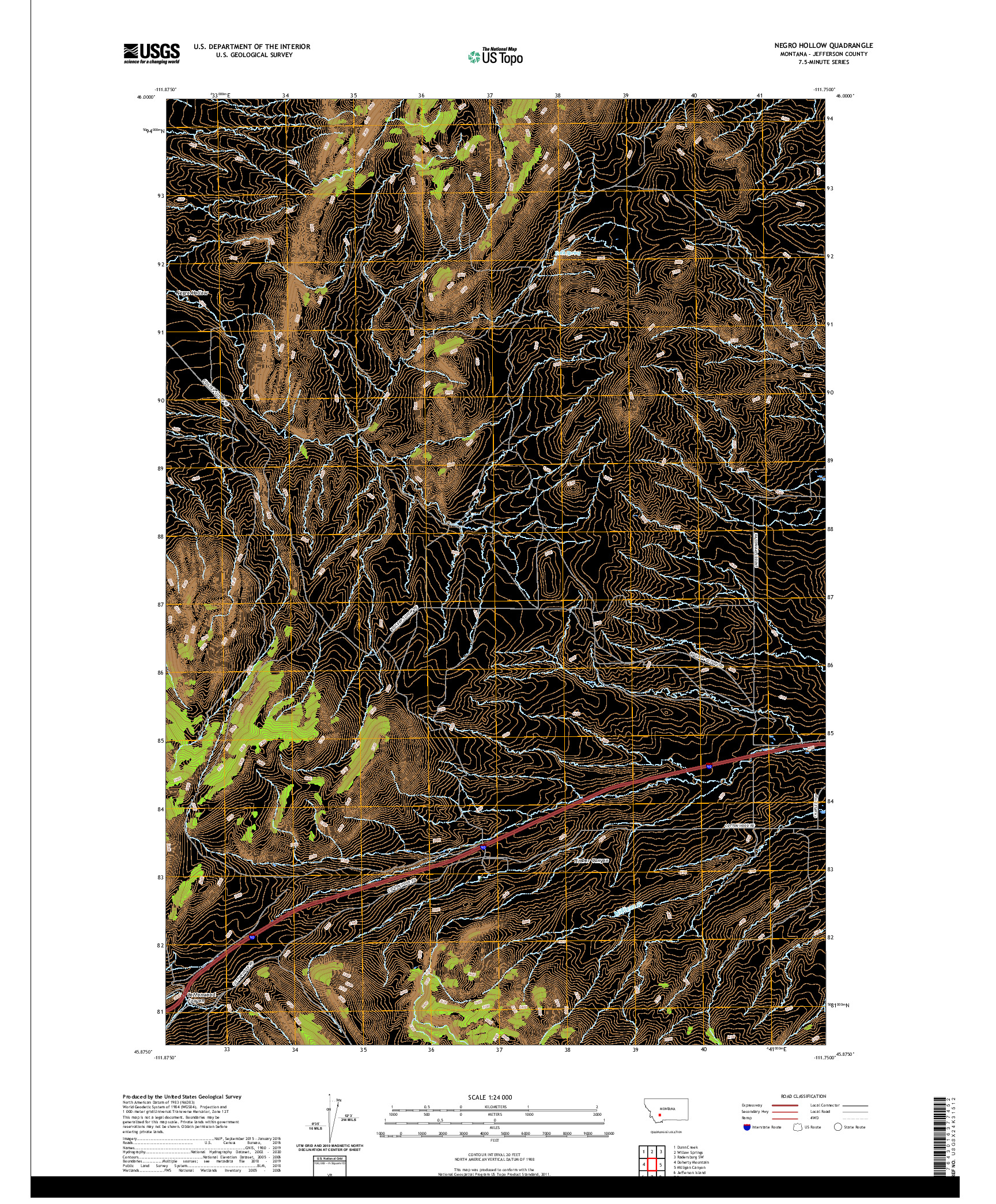 USGS US TOPO 7.5-MINUTE MAP FOR NEGRO HOLLOW, MT 2020