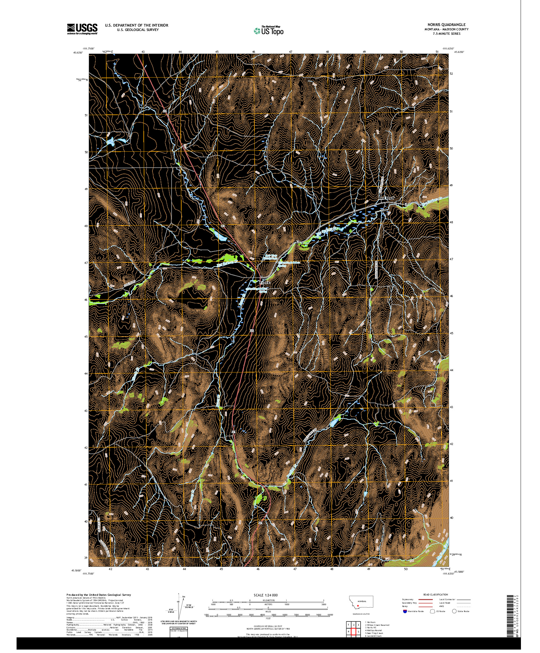 USGS US TOPO 7.5-MINUTE MAP FOR NORRIS, MT 2020