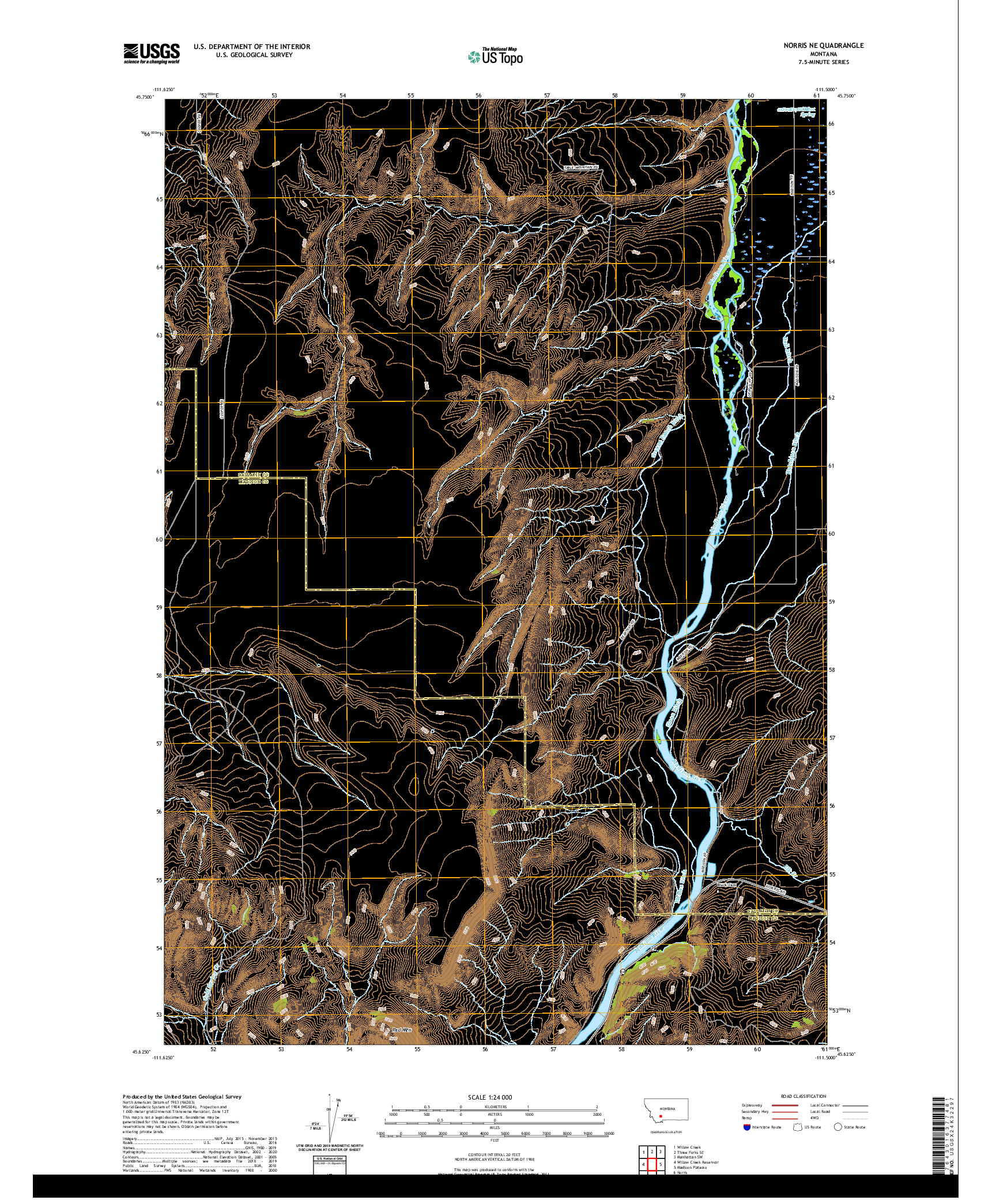 USGS US TOPO 7.5-MINUTE MAP FOR NORRIS NE, MT 2020