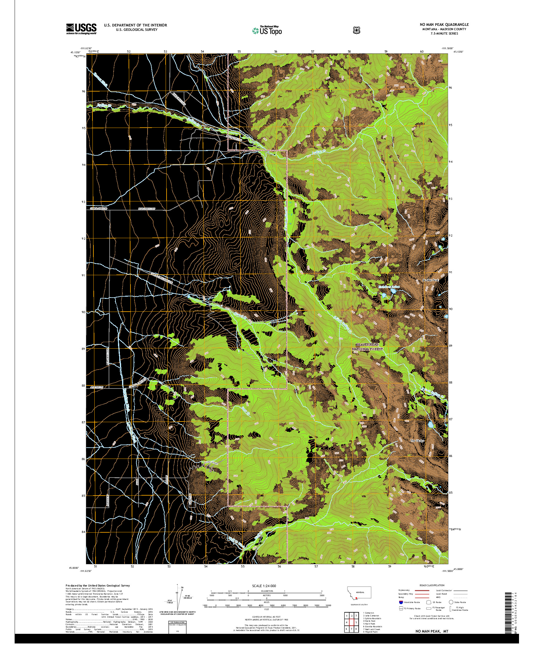 USGS US TOPO 7.5-MINUTE MAP FOR NO MAN PEAK, MT 2020