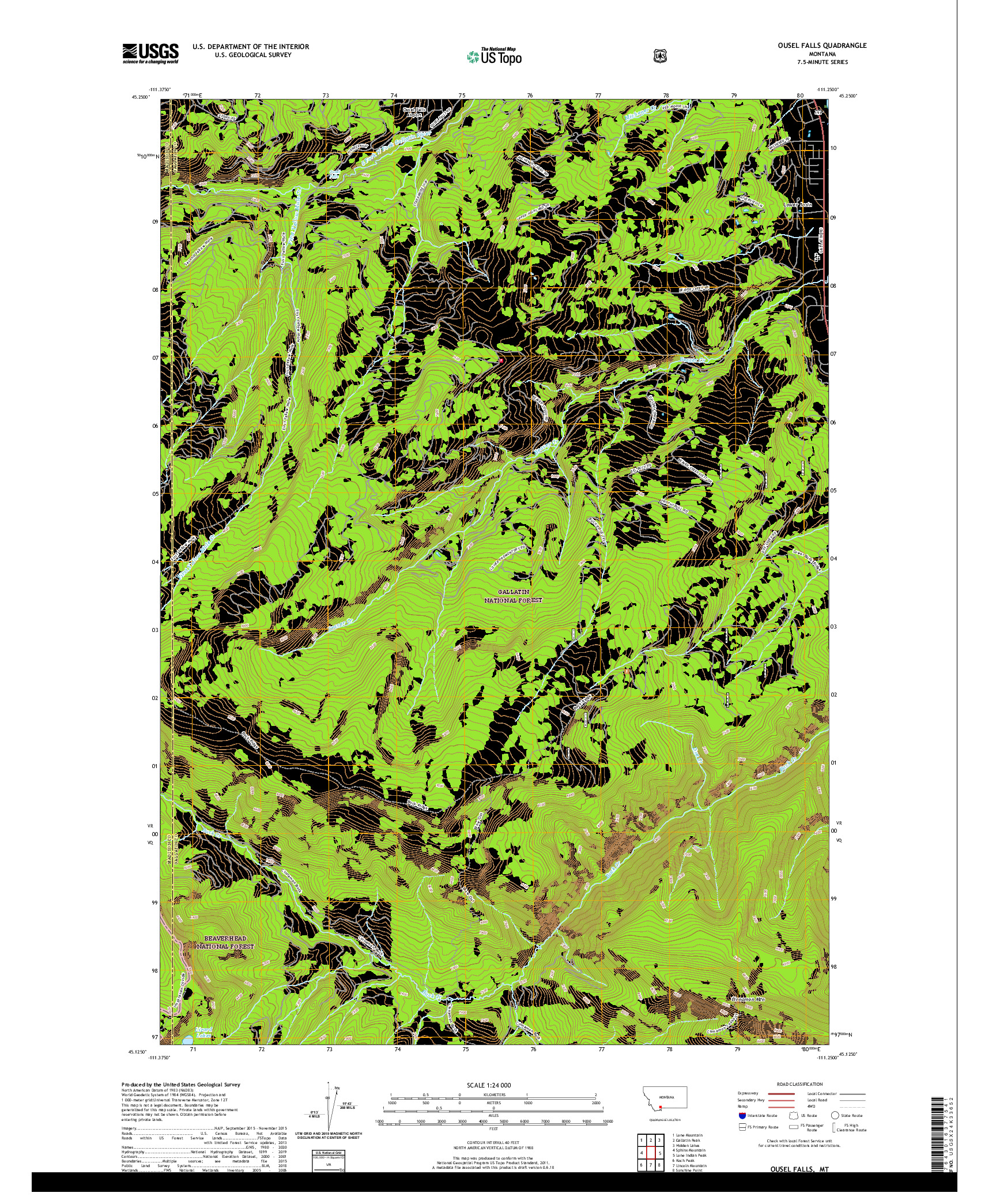 USGS US TOPO 7.5-MINUTE MAP FOR OUSEL FALLS, MT 2020