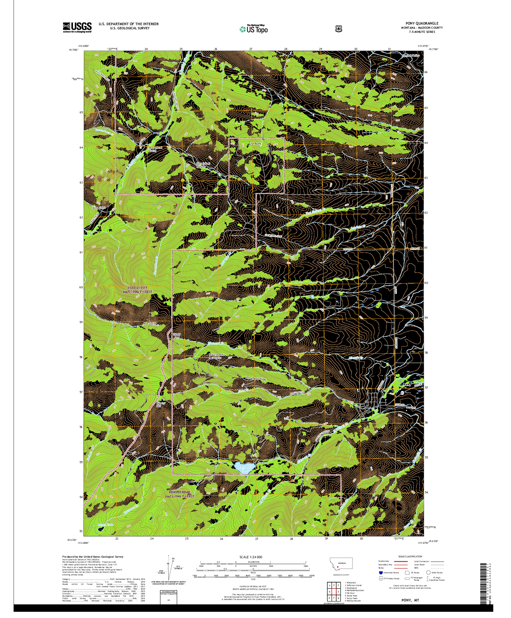 USGS US TOPO 7.5-MINUTE MAP FOR PONY, MT 2020